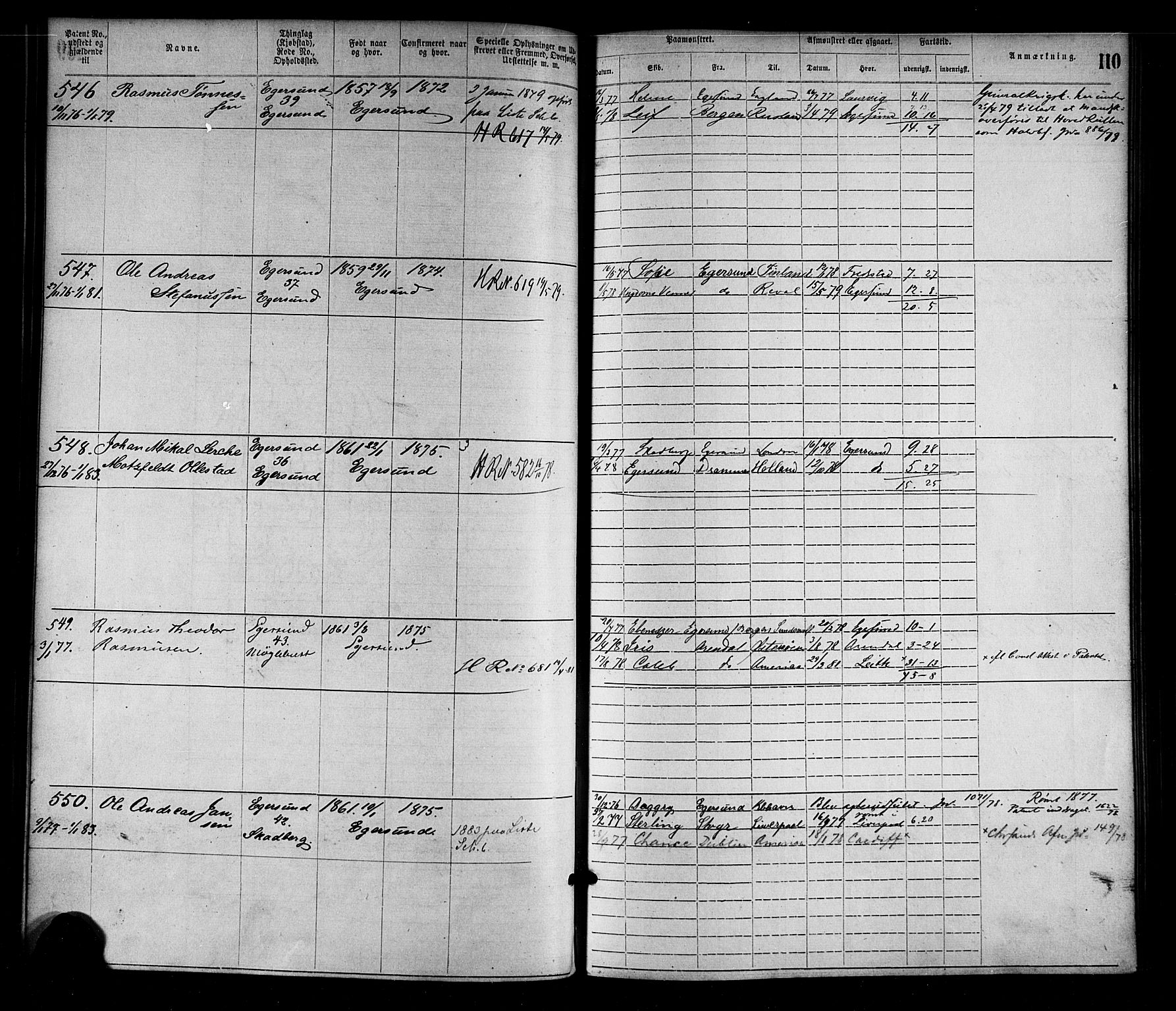 Egersund mønstringskrets, AV/SAK-2031-0019/F/Fa/L0001: Annotasjonsrulle nr 1-1440 med register, O-1, 1869-1895, s. 127