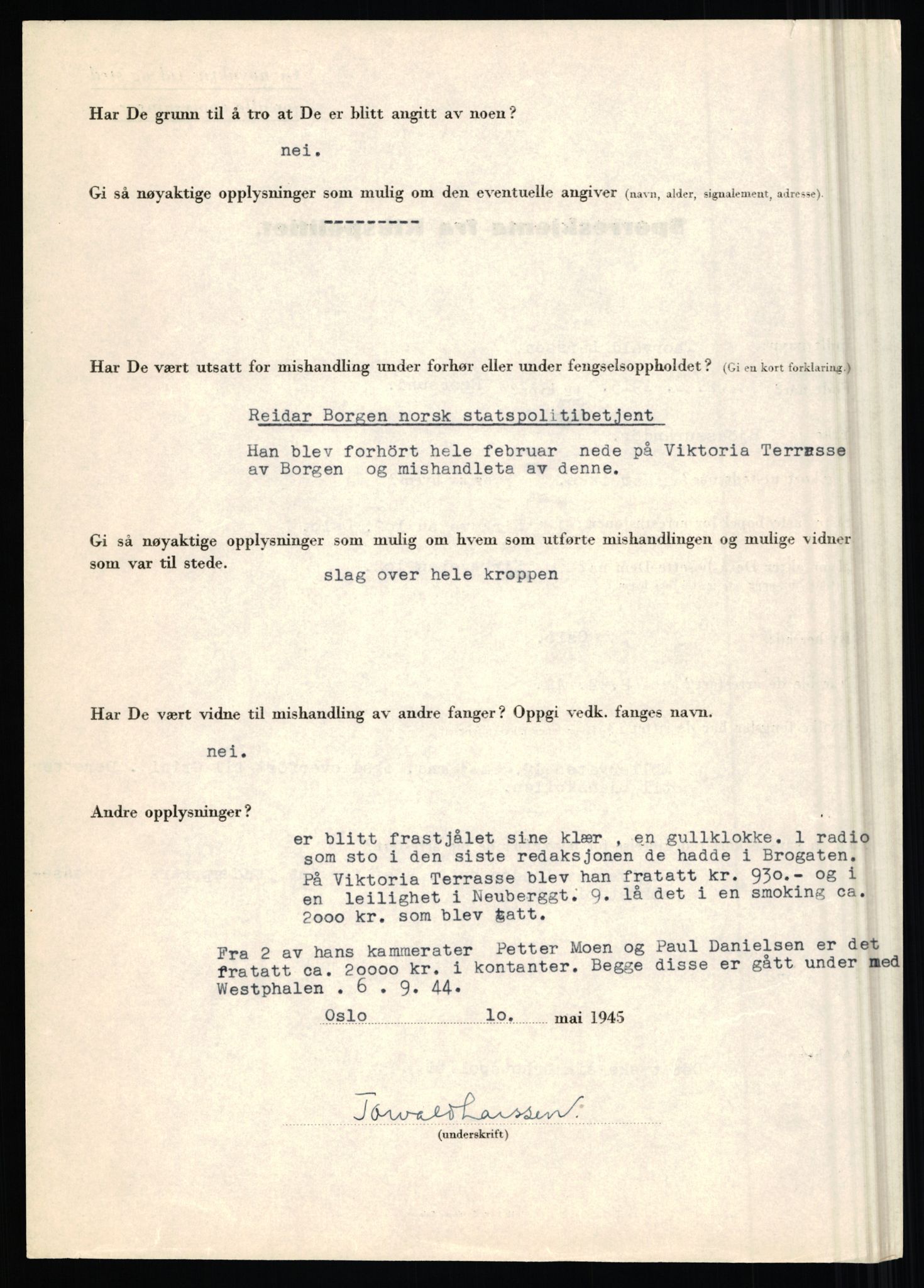 Rikspolitisjefen, AV/RA-S-1560/L/L0010: Kristianslund, Charles Ragnvald - Losvik, Einar, 1940-1945, s. 690