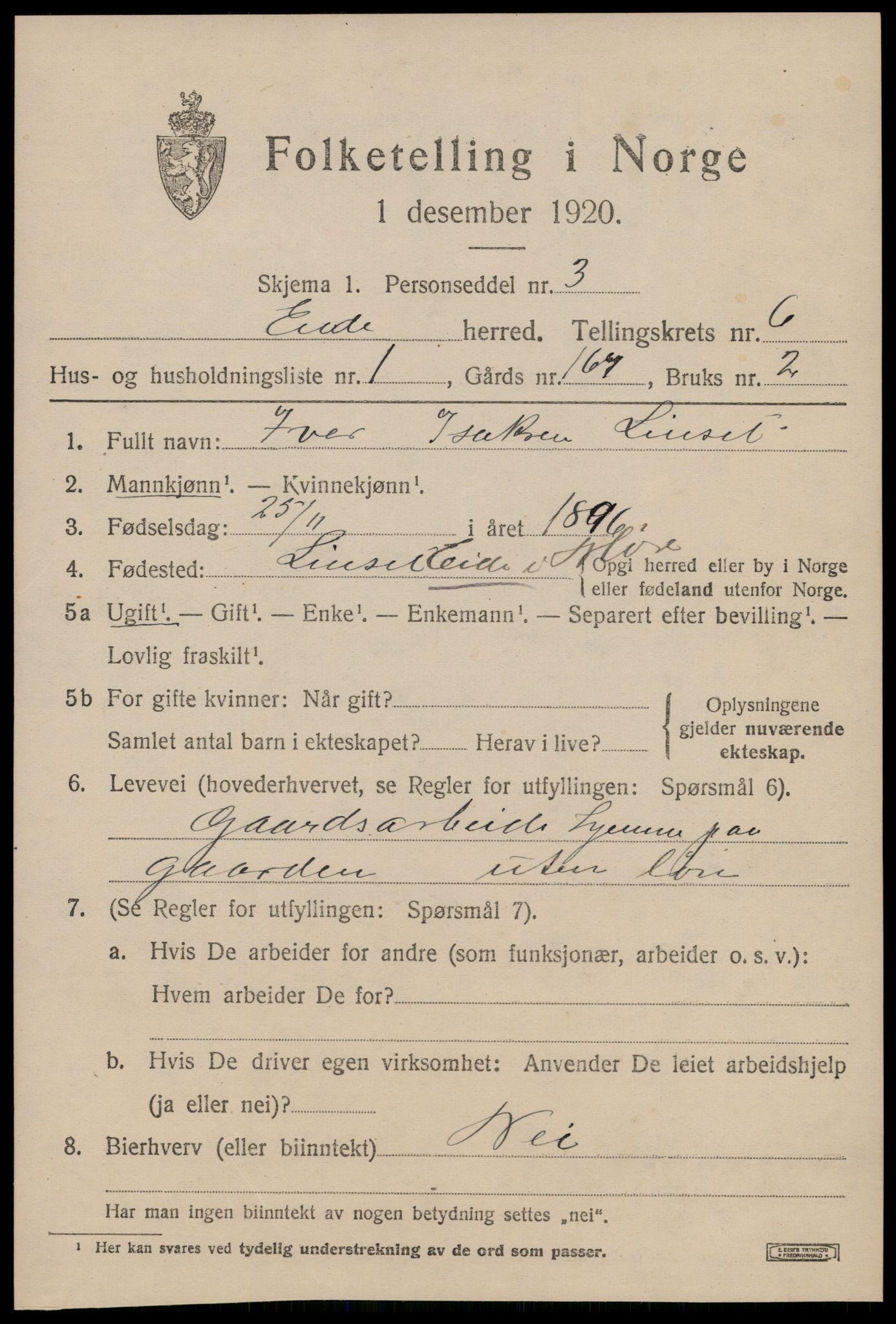 SAT, Folketelling 1920 for 1551 Eide herred, 1920, s. 2828