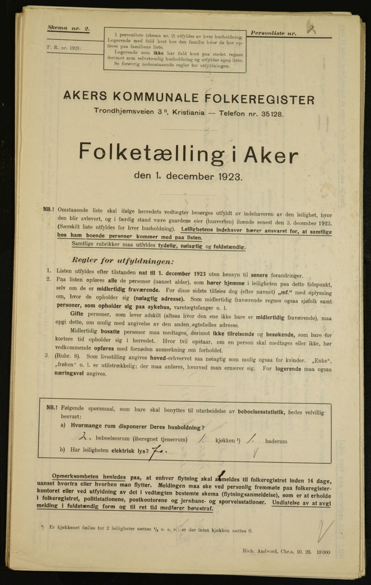 , Kommunal folketelling 1.12.1923 for Aker, 1923, s. 7593