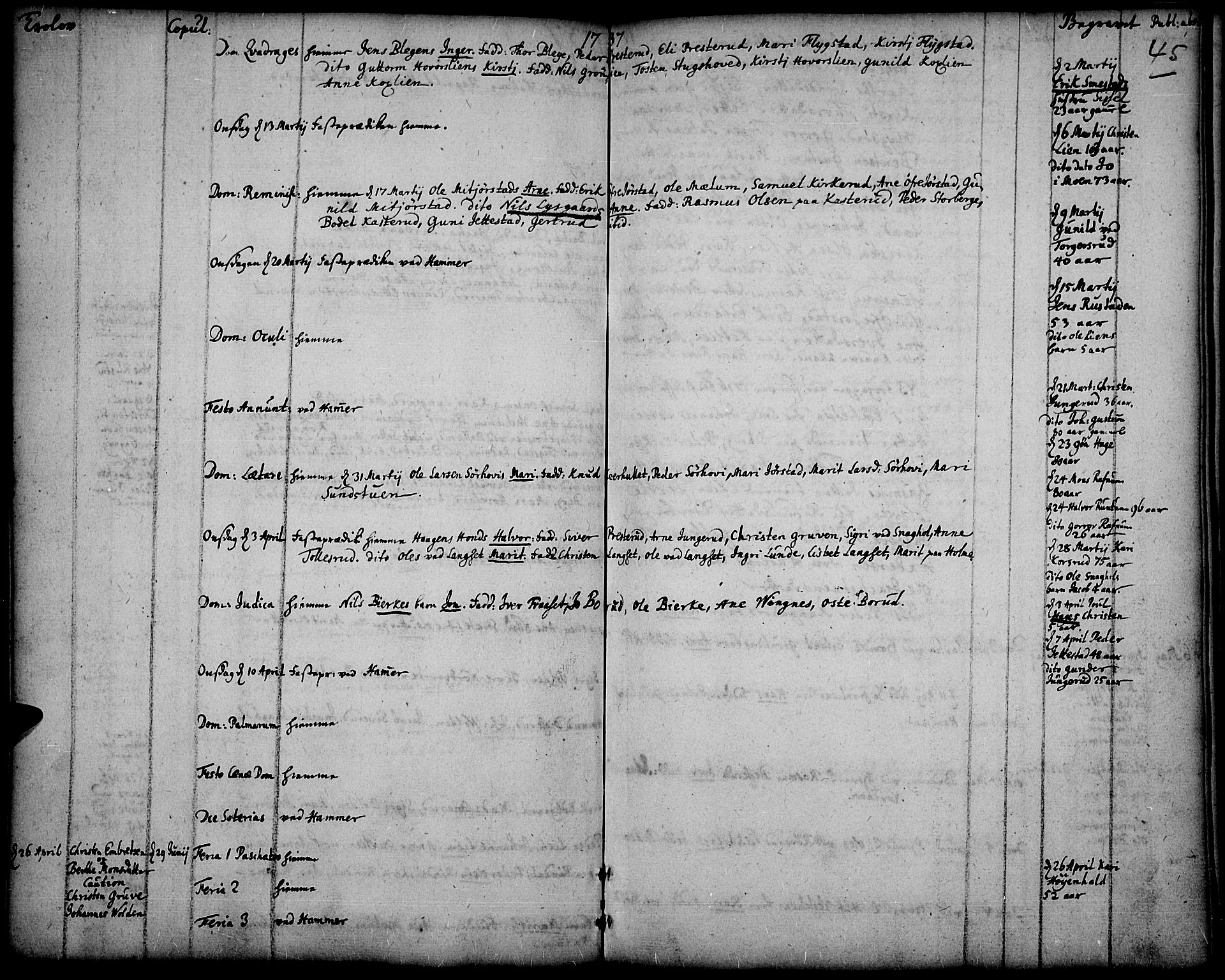 Fåberg prestekontor, AV/SAH-PREST-086/H/Ha/Haa/L0001: Ministerialbok nr. 1, 1727-1775, s. 45