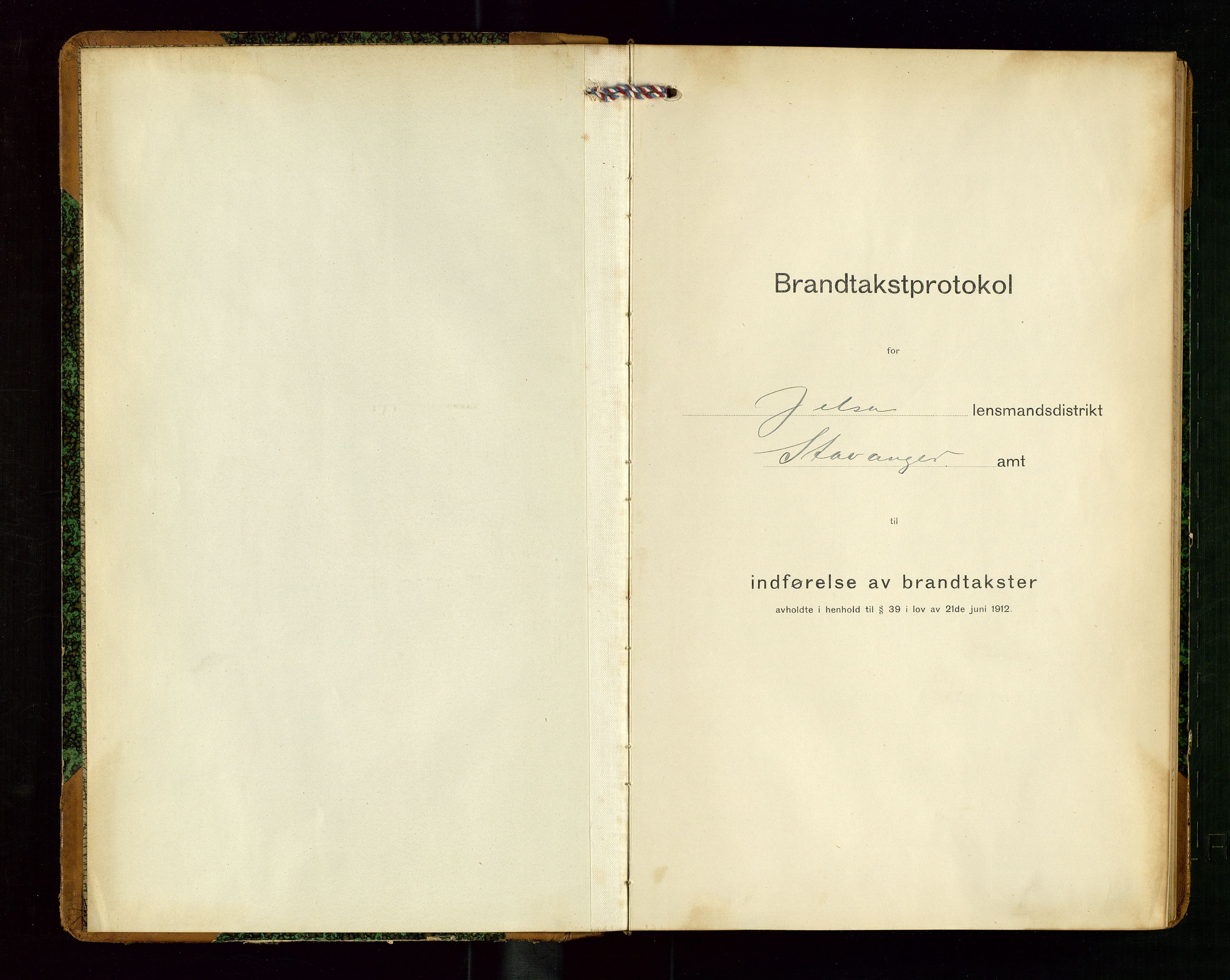 Jelsa lensmannskontor, AV/SAST-A-100360/Gob/L0002: "Brandtakstprotokol", 1918-1942