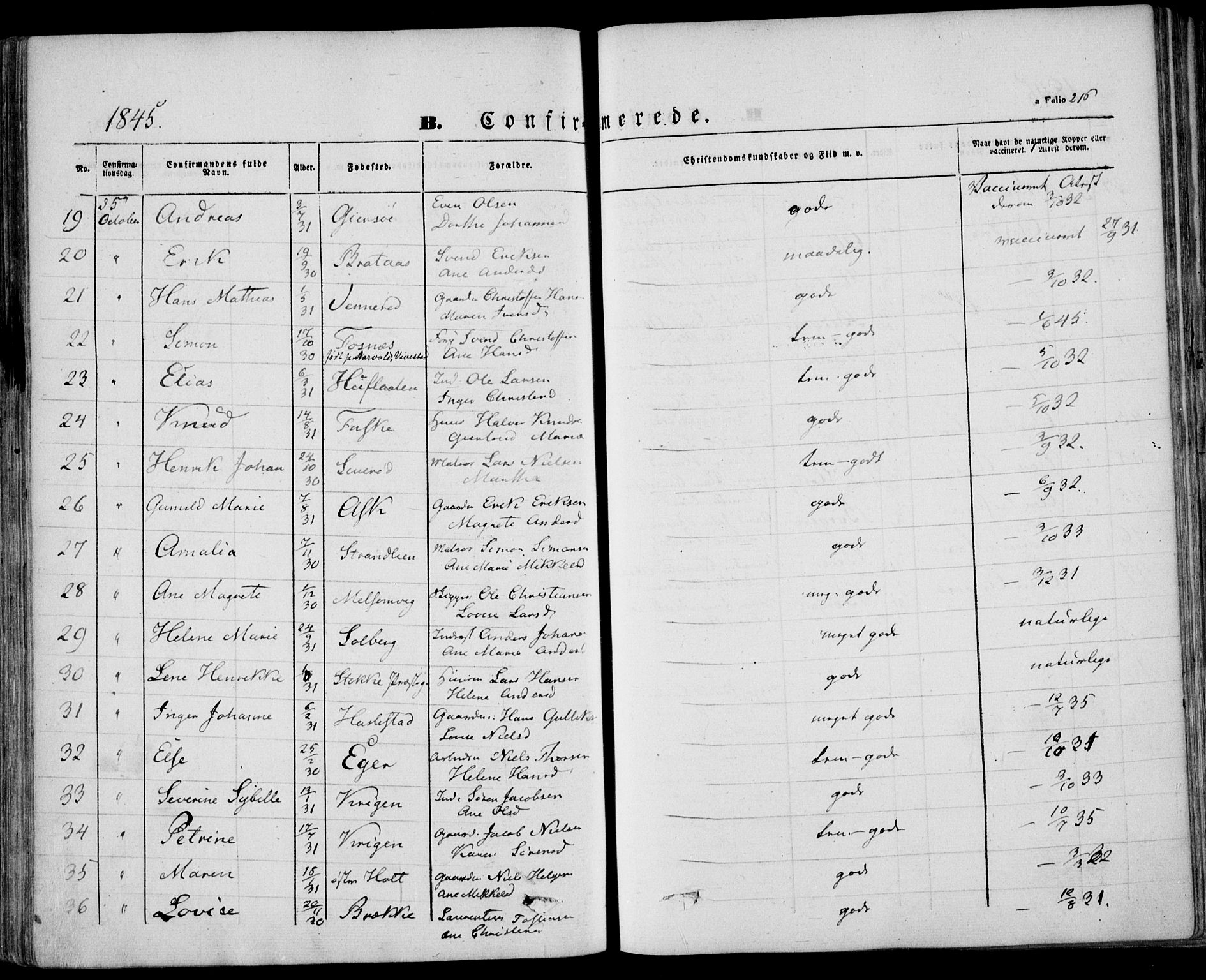 Stokke kirkebøker, AV/SAKO-A-320/F/Fa/L0007: Ministerialbok nr. I 7, 1844-1857, s. 216