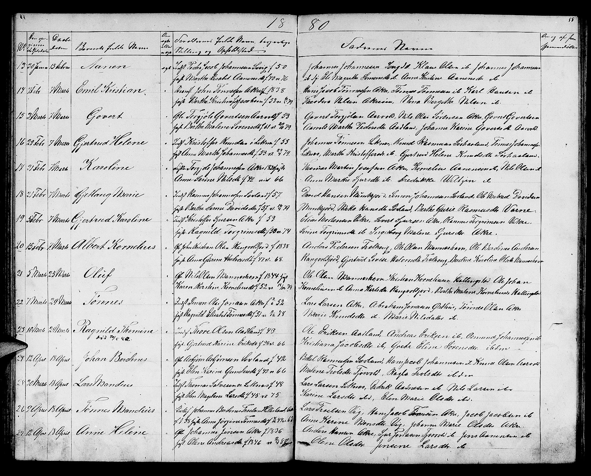 Skudenes sokneprestkontor, AV/SAST-A -101849/H/Ha/Hab/L0005: Klokkerbok nr. B 5, 1866-1881, s. 55