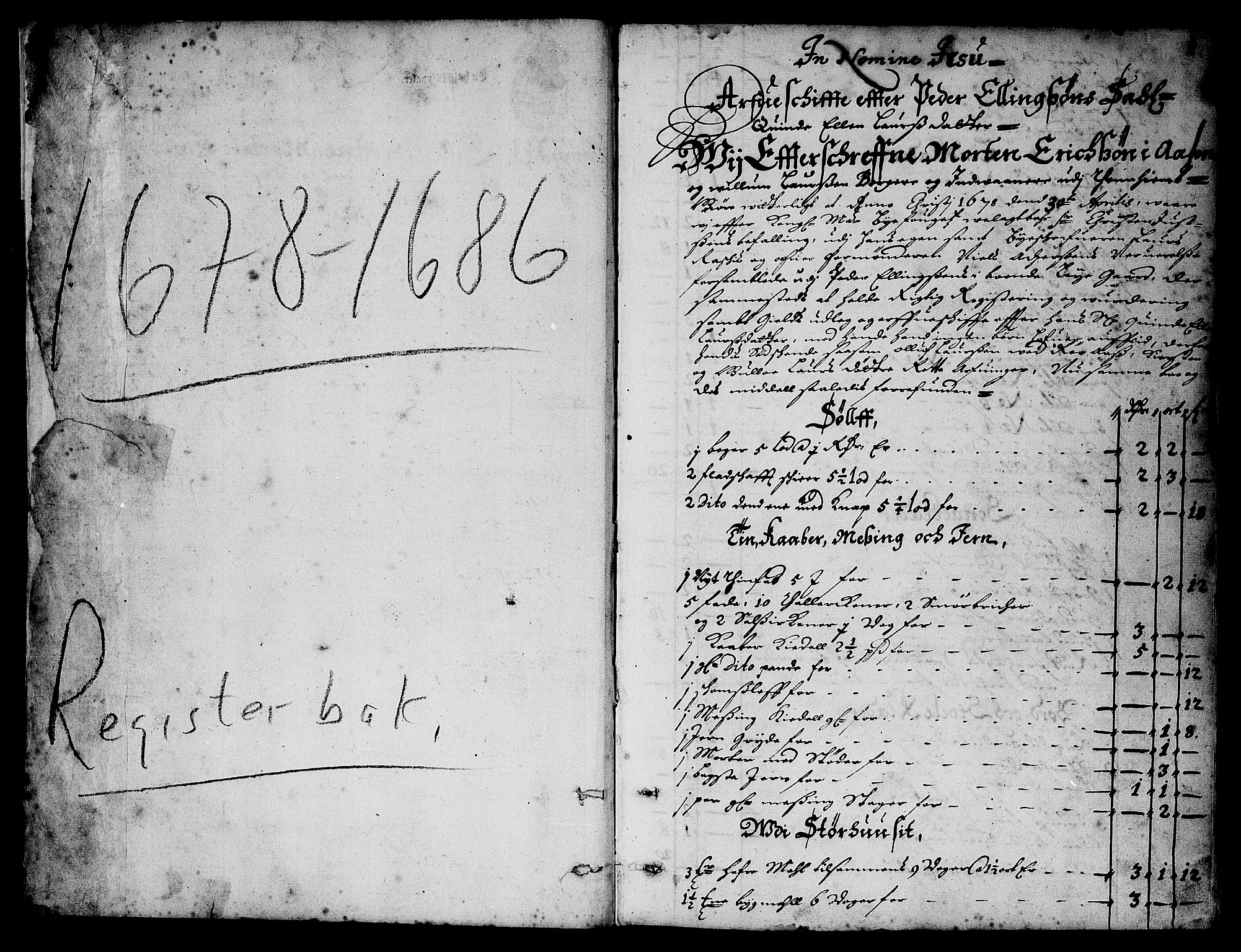 Trondheim byfogd, AV/SAT-A-0003/1/3/3A/L0001: Skifteprotokoll - gml.nr.1. (m/ register), 1678-1686, s. 0b-1a