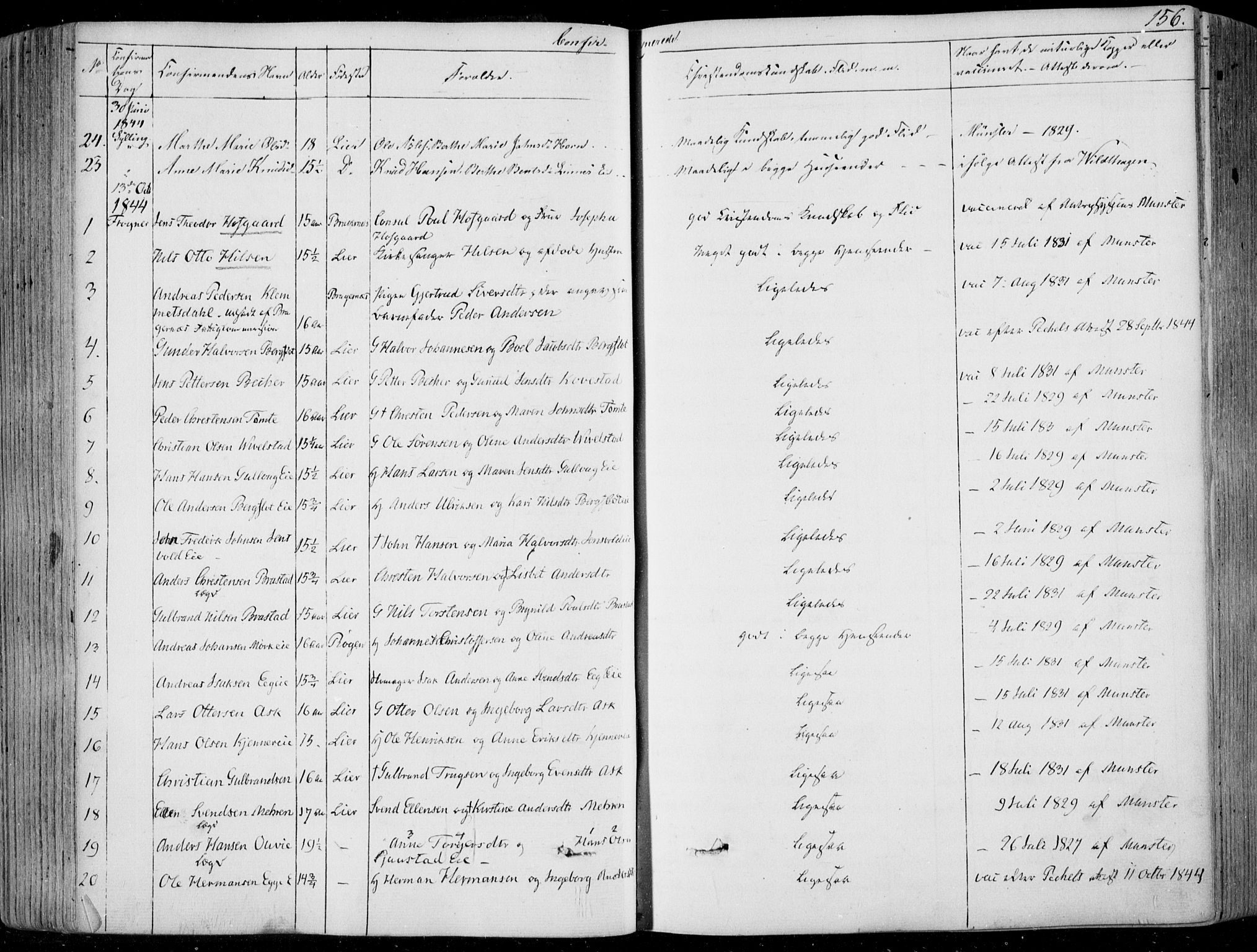 Lier kirkebøker, AV/SAKO-A-230/F/Fa/L0011: Ministerialbok nr. I 11, 1843-1854, s. 156