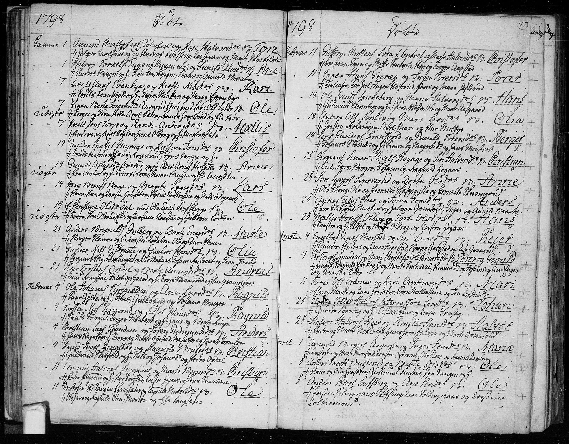 Trøgstad prestekontor Kirkebøker, AV/SAO-A-10925/F/Fa/L0005: Ministerialbok nr. I 5, 1784-1814, s. 45