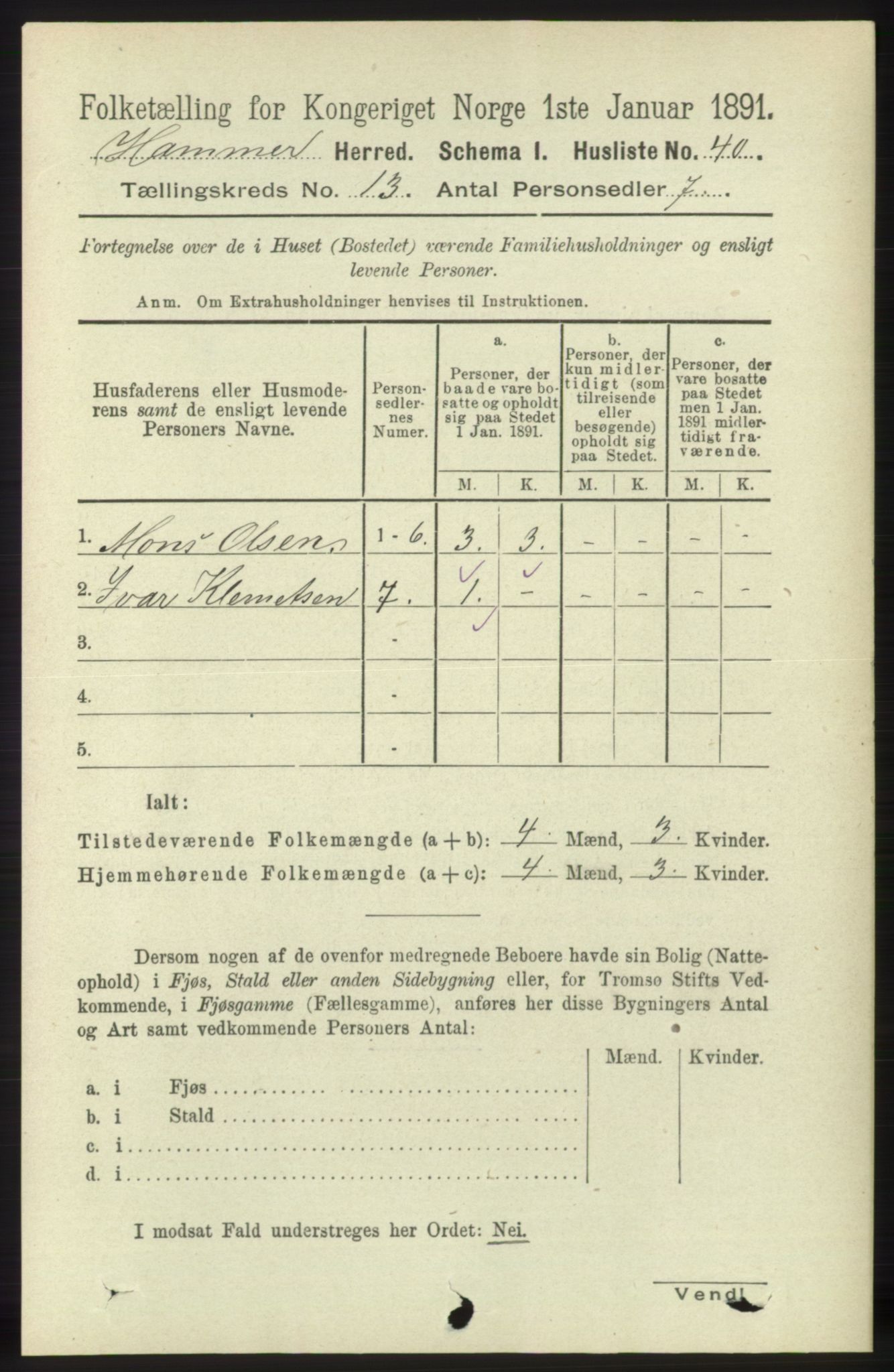 RA, Folketelling 1891 for 1254 Hamre herred, 1891, s. 3984