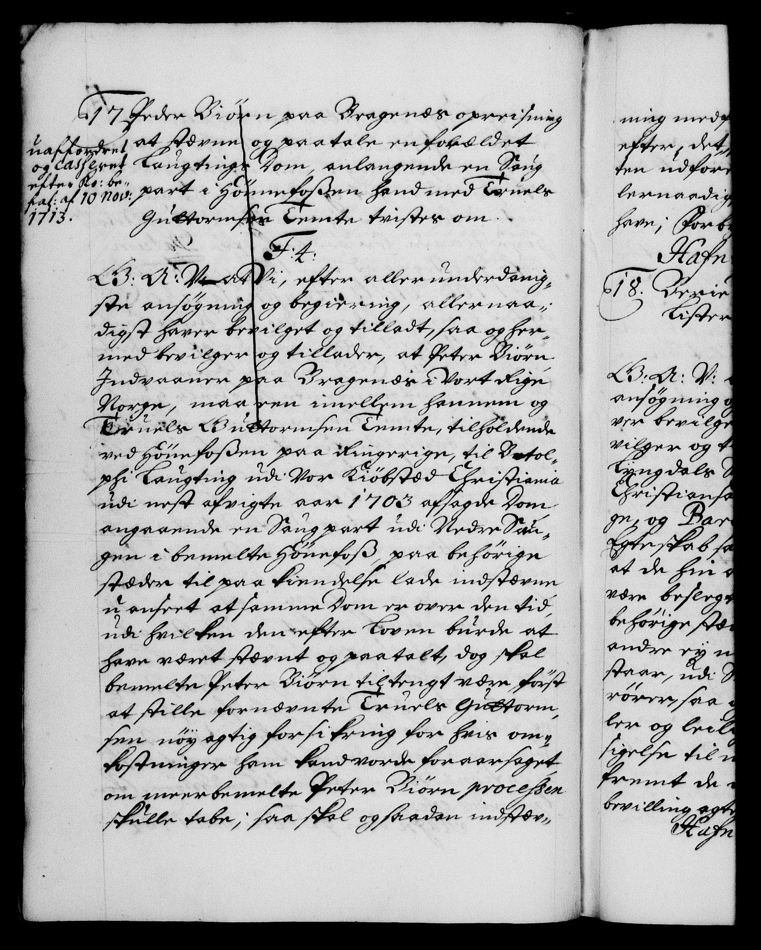 Danske Kanselli 1572-1799, AV/RA-EA-3023/F/Fc/Fca/Fcaa/L0019: Norske registre, 1704-1707, s. 11b