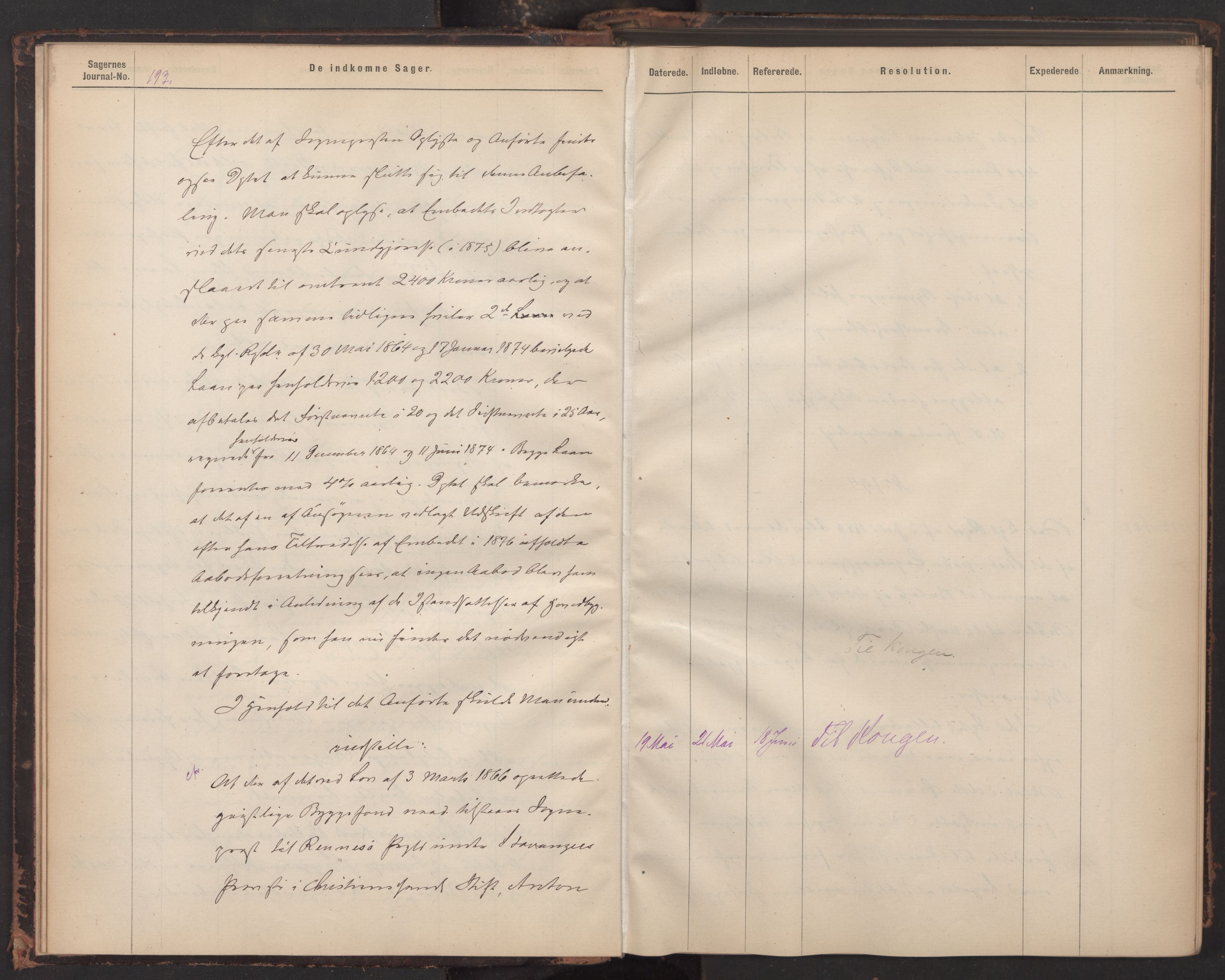 Kirke- og undervisningsdepartementet, Kontoret  for kirke og geistlighet A, AV/RA-S-1007/A/Aa/L0212: Referatprotokoll bd. 3. Ref.nr. 192-316, 1881