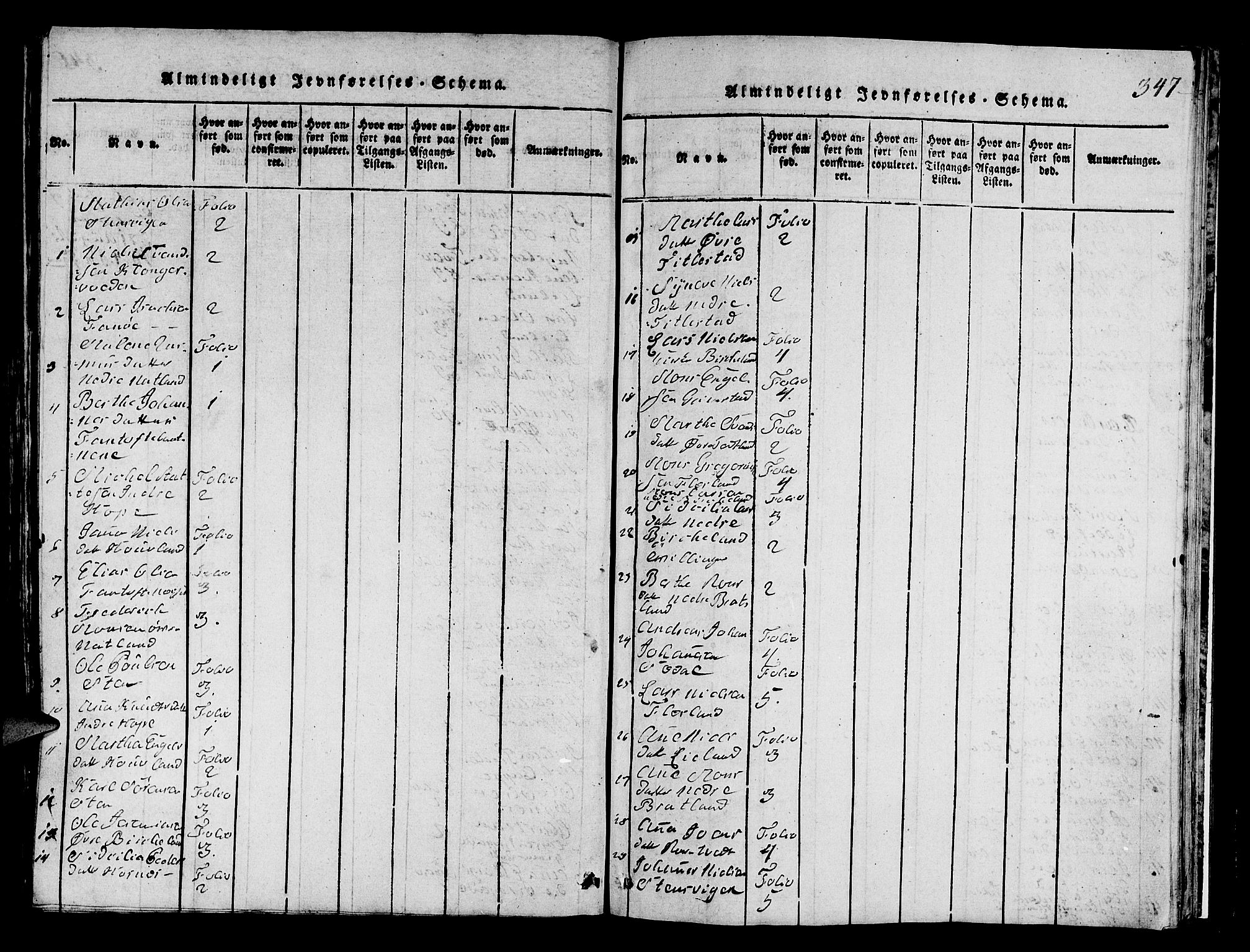 Fana Sokneprestembete, AV/SAB-A-75101/H/Hab/Haba/L0001: Klokkerbok nr. A 1, 1816-1836, s. 347