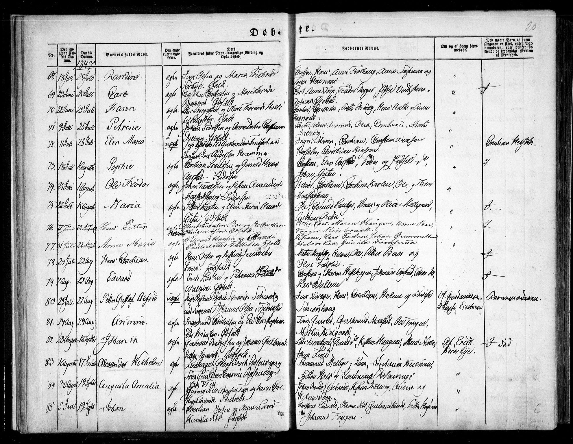 Trøgstad prestekontor Kirkebøker, AV/SAO-A-10925/F/Fa/L0007: Ministerialbok nr. I 7, 1845-1854, s. 20