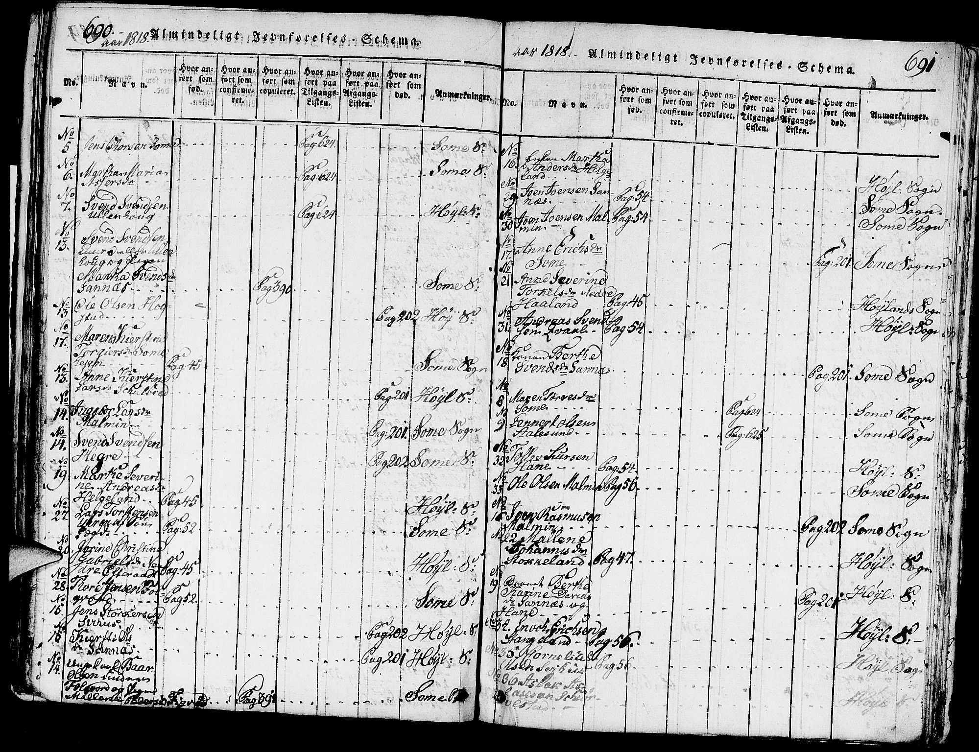 Høyland sokneprestkontor, AV/SAST-A-101799/001/30BA/L0006: Ministerialbok nr. A 6, 1815-1825, s. 690-691