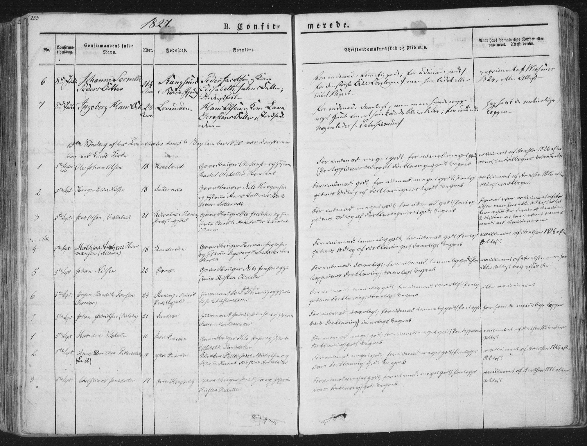 Ministerialprotokoller, klokkerbøker og fødselsregistre - Nordland, SAT/A-1459/839/L0565: Ministerialbok nr. 839A02, 1825-1862, s. 283