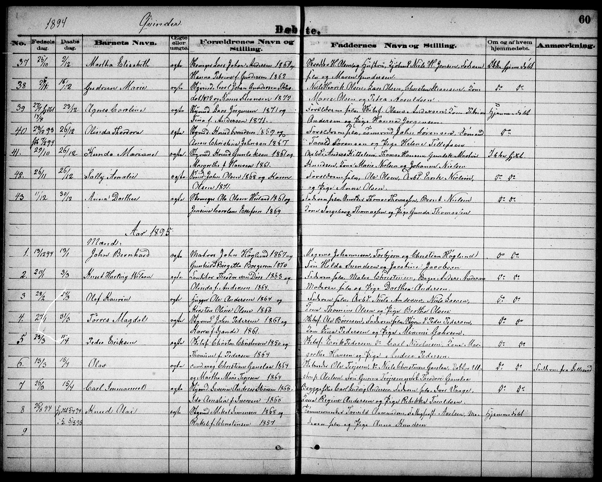 Risør sokneprestkontor, AV/SAK-1111-0035/F/Fb/L0007: Klokkerbok nr. B 7, 1885-1908, s. 60