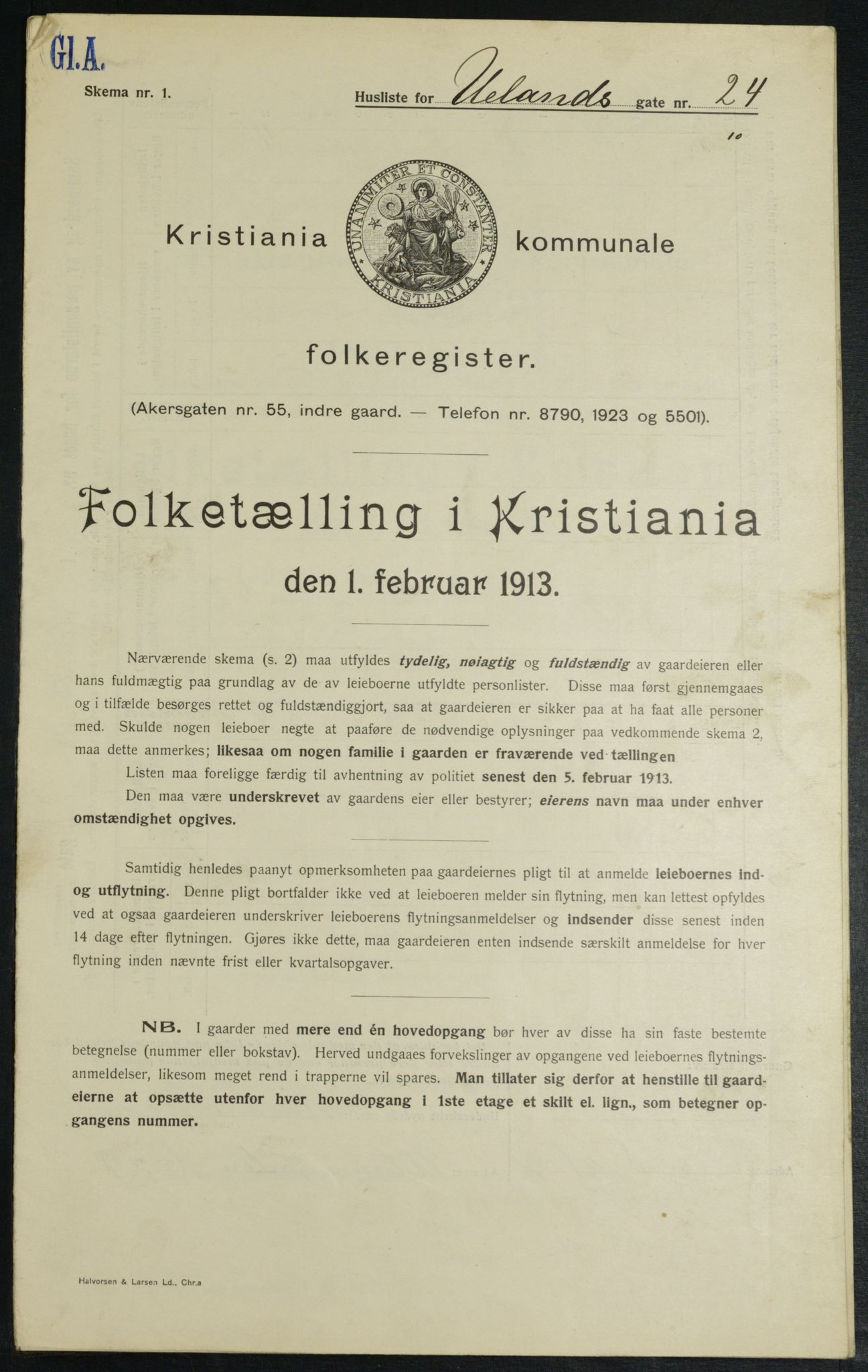 OBA, Kommunal folketelling 1.2.1913 for Kristiania, 1913, s. 118639