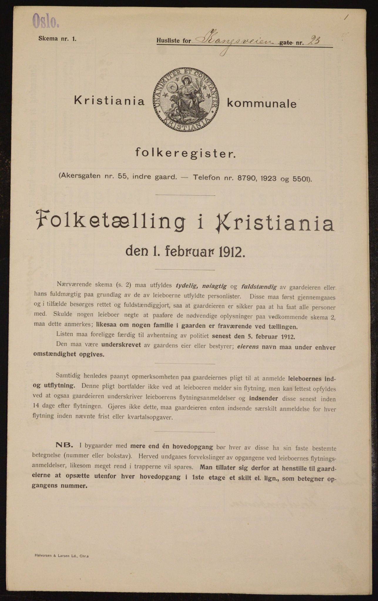 OBA, Kommunal folketelling 1.2.1912 for Kristiania, 1912, s. 53253