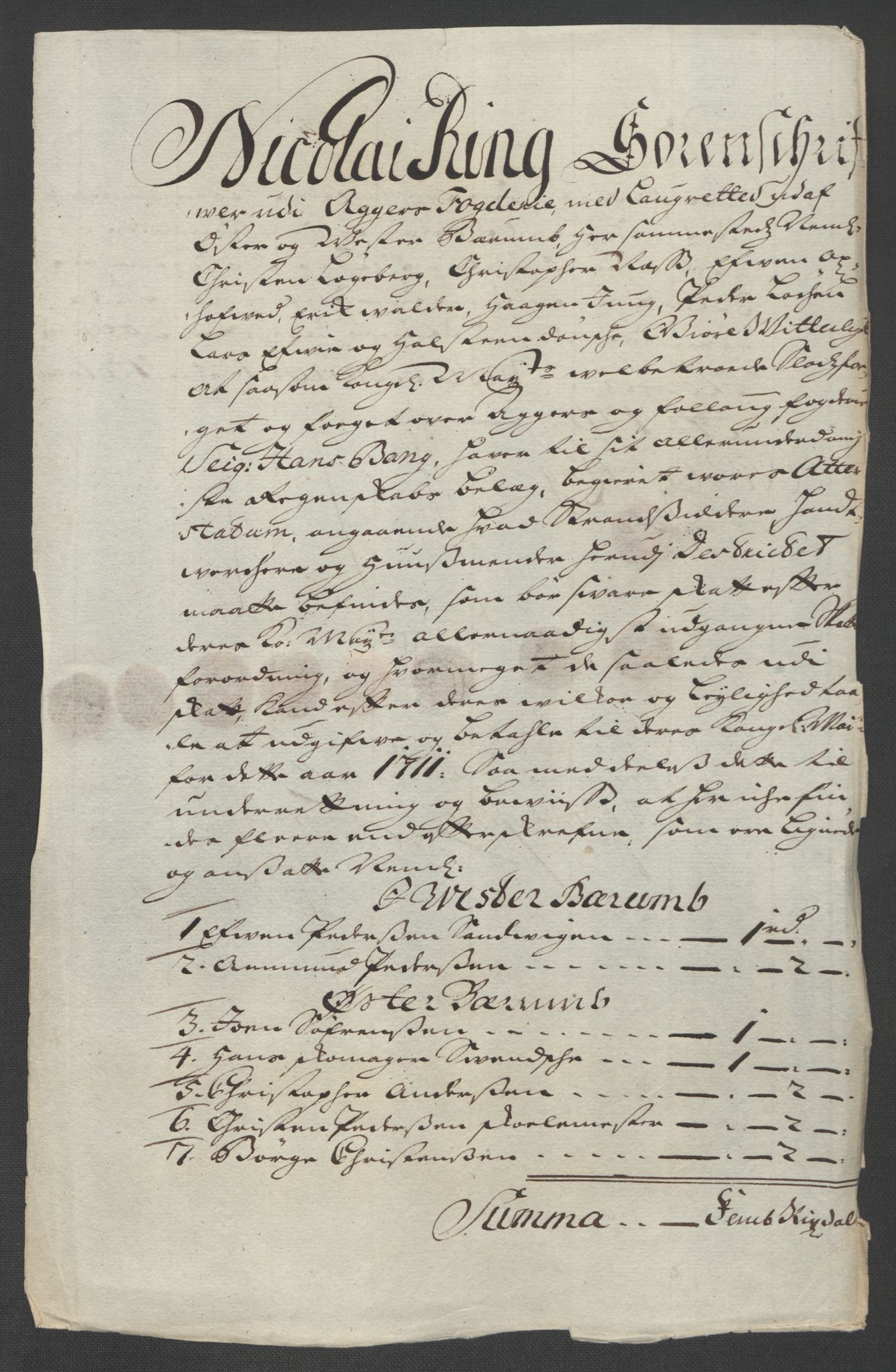 Rentekammeret inntil 1814, Reviderte regnskaper, Fogderegnskap, AV/RA-EA-4092/R10/L0448: Fogderegnskap Aker og Follo, 1710-1711, s. 221