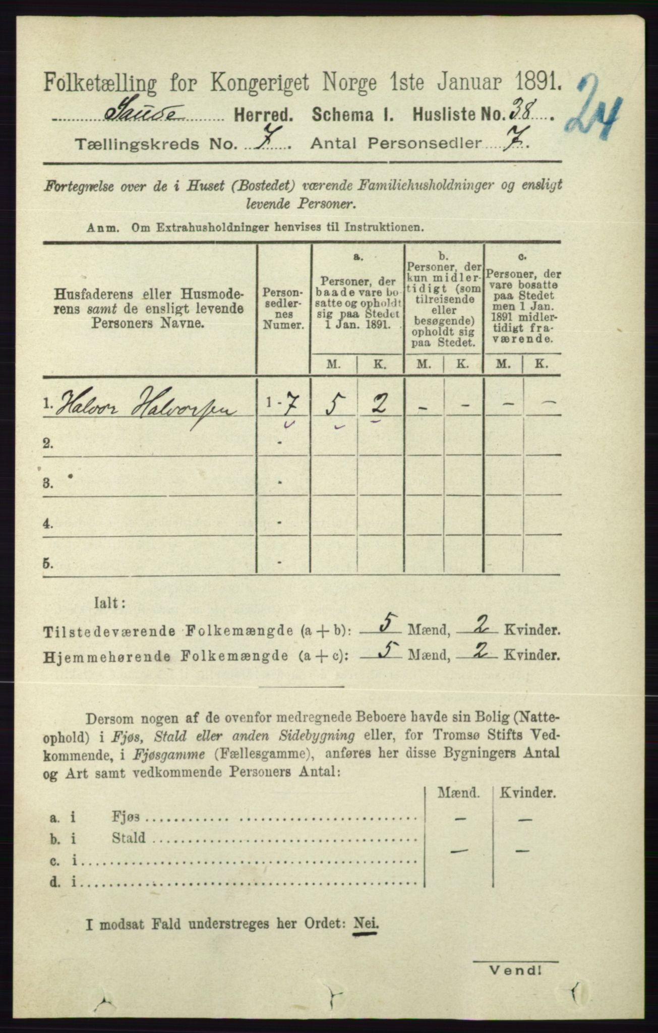 RA, Folketelling 1891 for 0822 Sauherad herred, 1891, s. 2021