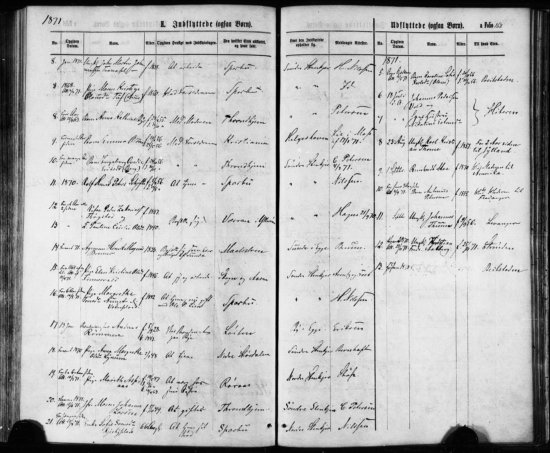 Ministerialprotokoller, klokkerbøker og fødselsregistre - Nord-Trøndelag, SAT/A-1458/739/L0370: Ministerialbok nr. 739A02, 1868-1881, s. 168