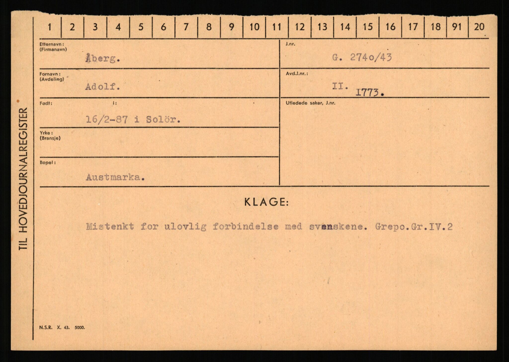 Statspolitiet - Hovedkontoret / Osloavdelingen, AV/RA-S-1329/C/Ca/L0001: Aabakken - Armann, 1943-1945, s. 18