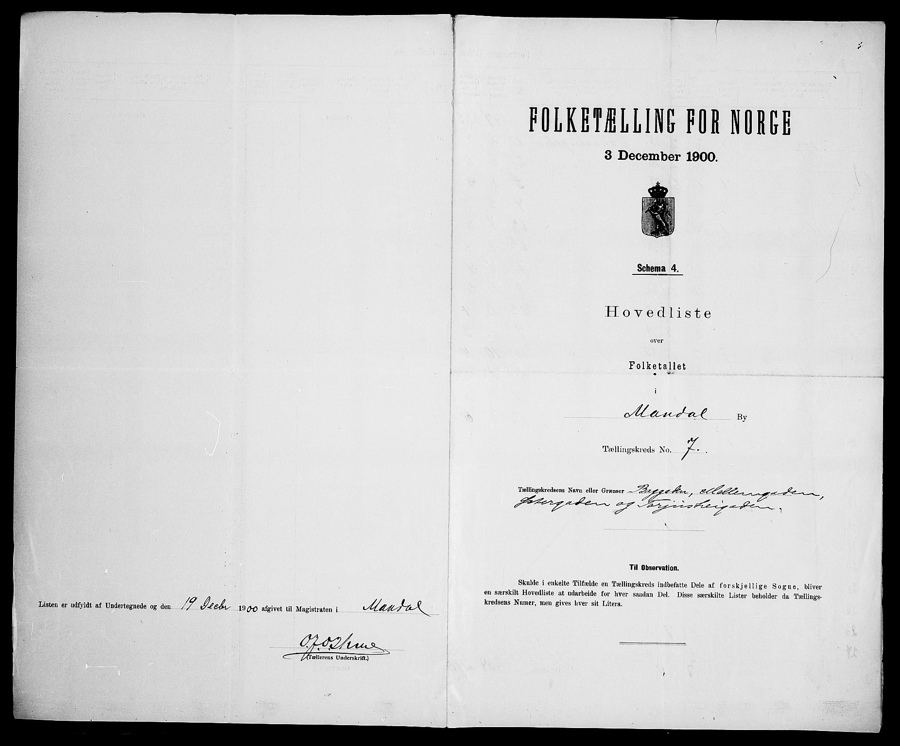 SAK, Folketelling 1900 for 1002 Mandal ladested, 1900, s. 33