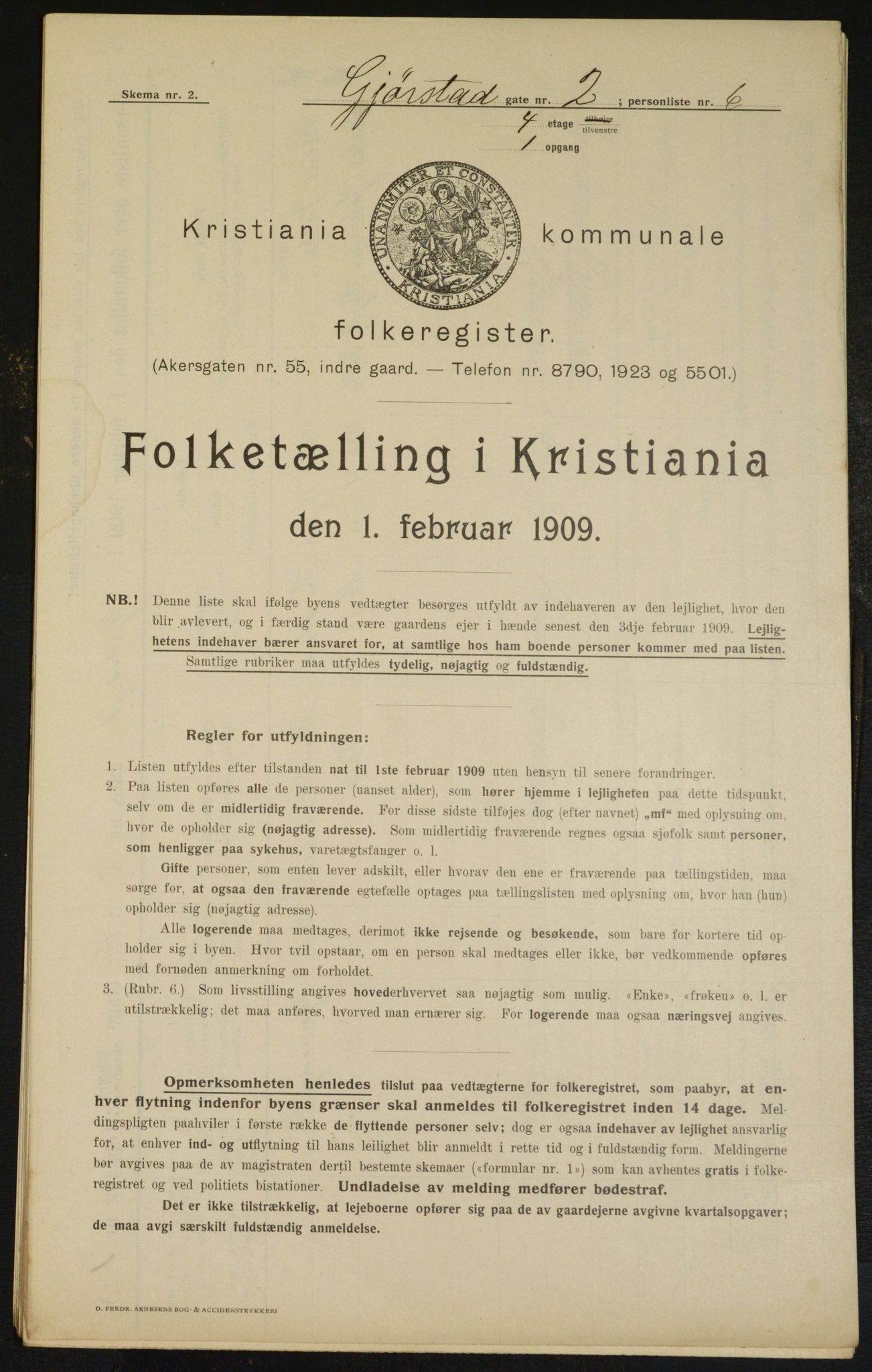 OBA, Kommunal folketelling 1.2.1909 for Kristiania kjøpstad, 1909, s. 26584