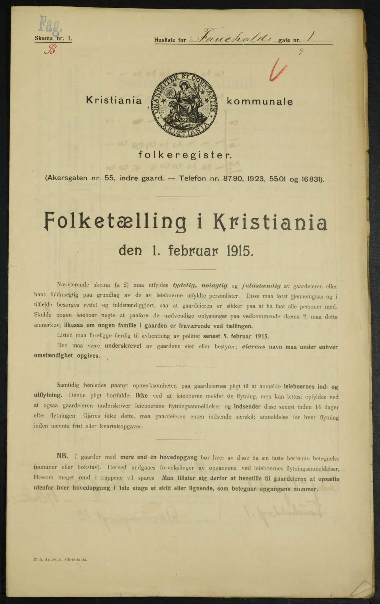 OBA, Kommunal folketelling 1.2.1915 for Kristiania, 1915, s. 23230