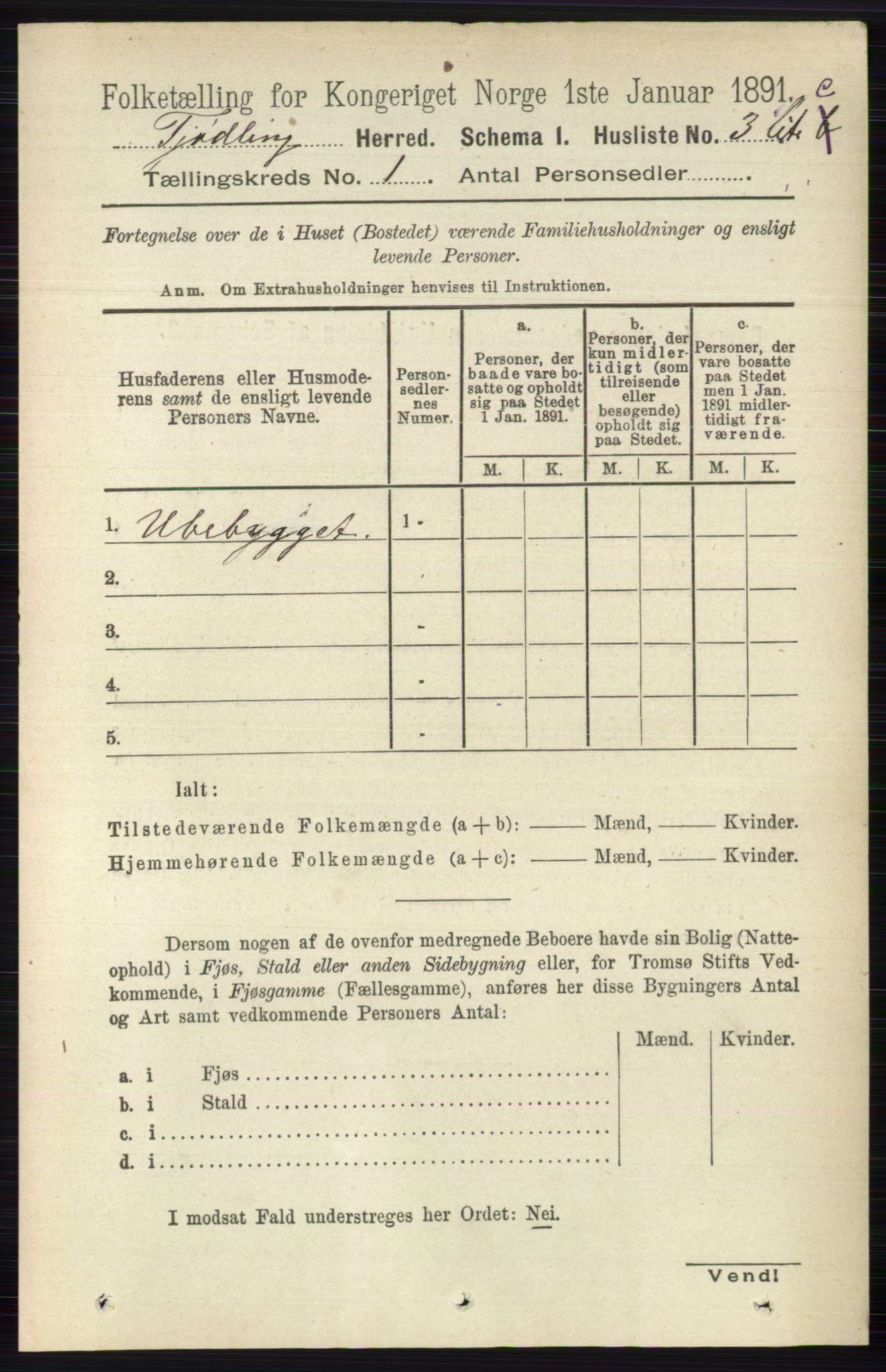 RA, Folketelling 1891 for 0725 Tjølling herred, 1891, s. 28