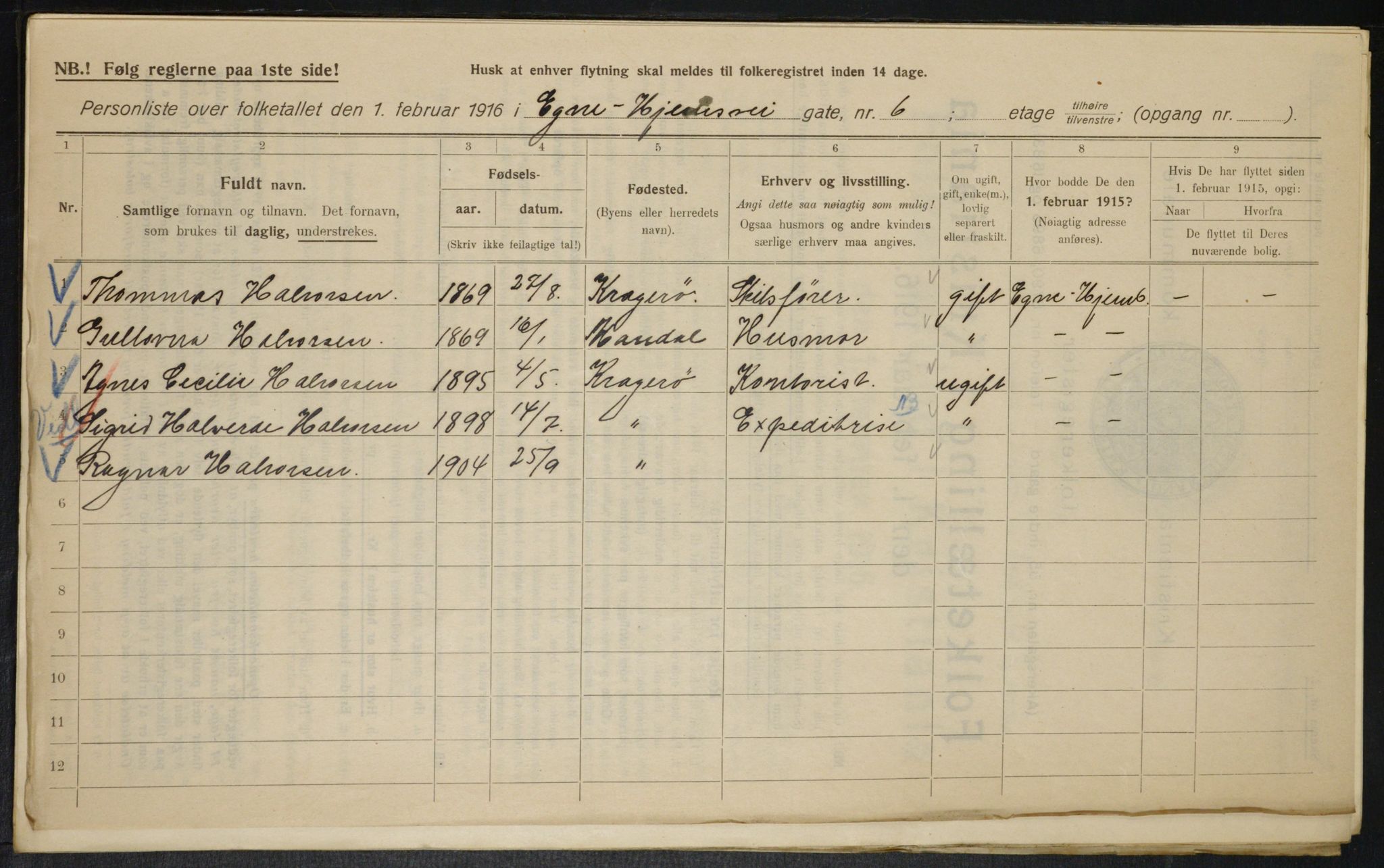 OBA, Kommunal folketelling 1.2.1916 for Kristiania, 1916, s. 18996