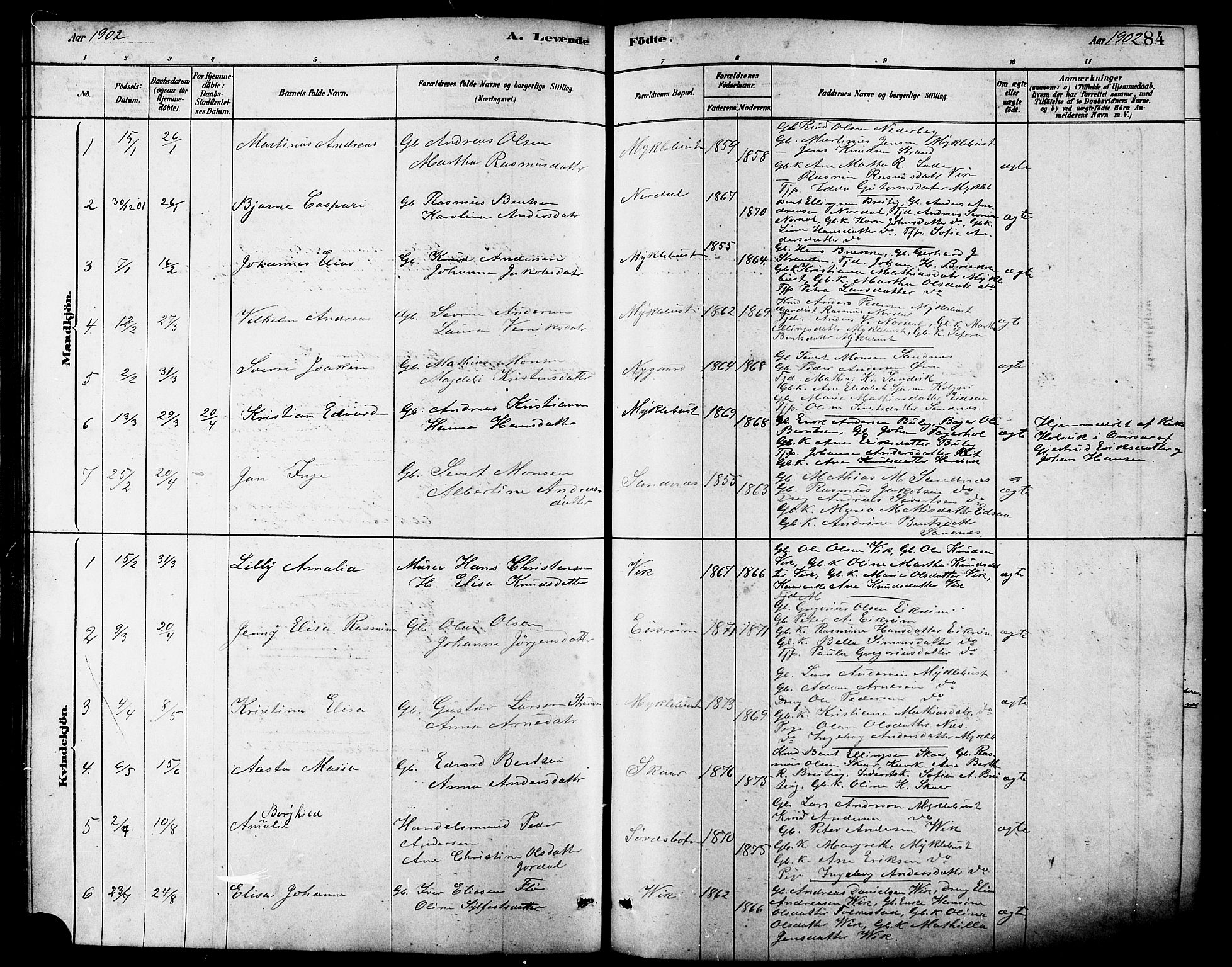 Ministerialprotokoller, klokkerbøker og fødselsregistre - Møre og Romsdal, AV/SAT-A-1454/502/L0027: Klokkerbok nr. 502C01, 1878-1908, s. 84