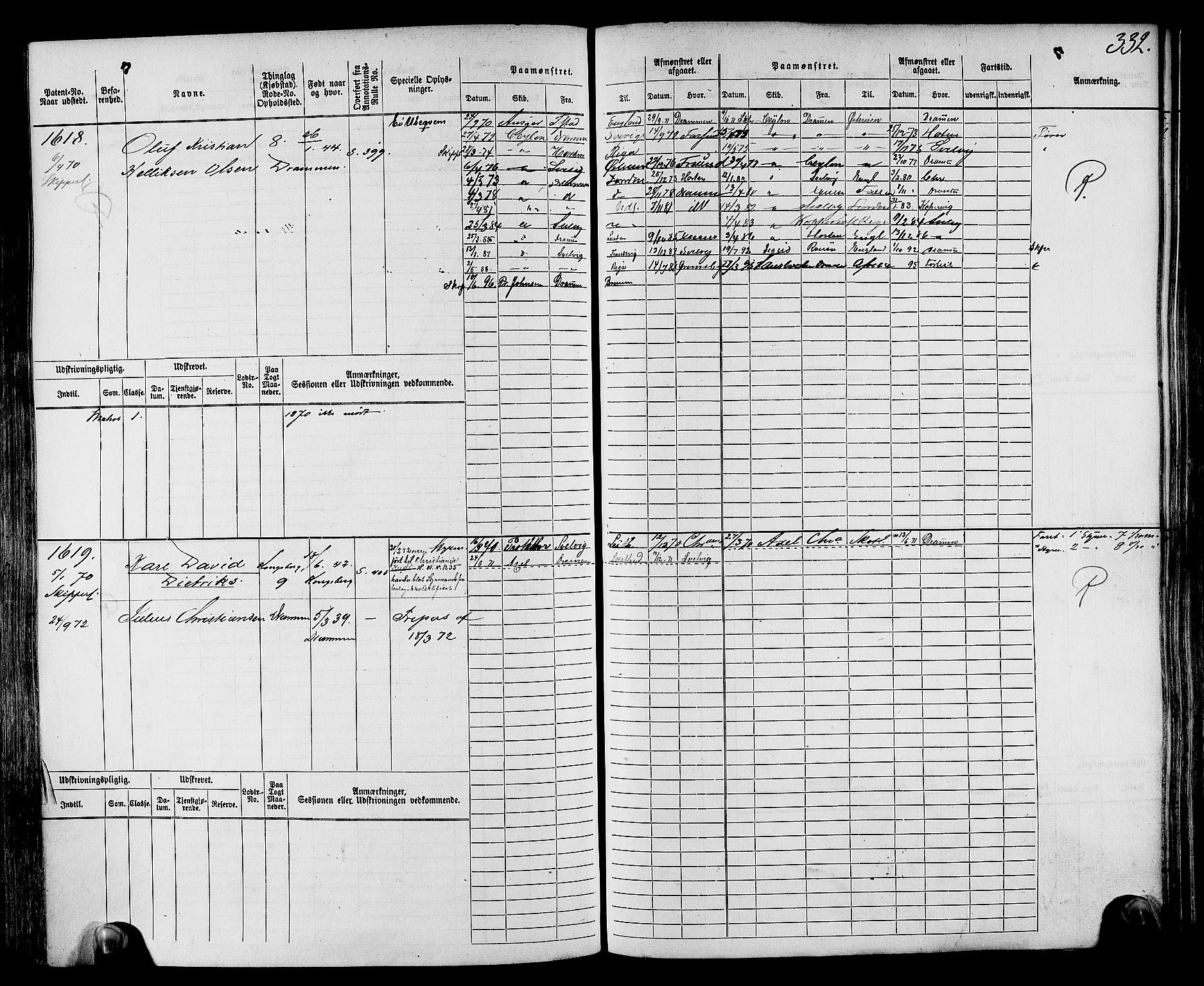 Drammen innrulleringsdistrikt, AV/SAKO-A-781/F/Fc/L0002: Hovedrulle, 1869, s. 338