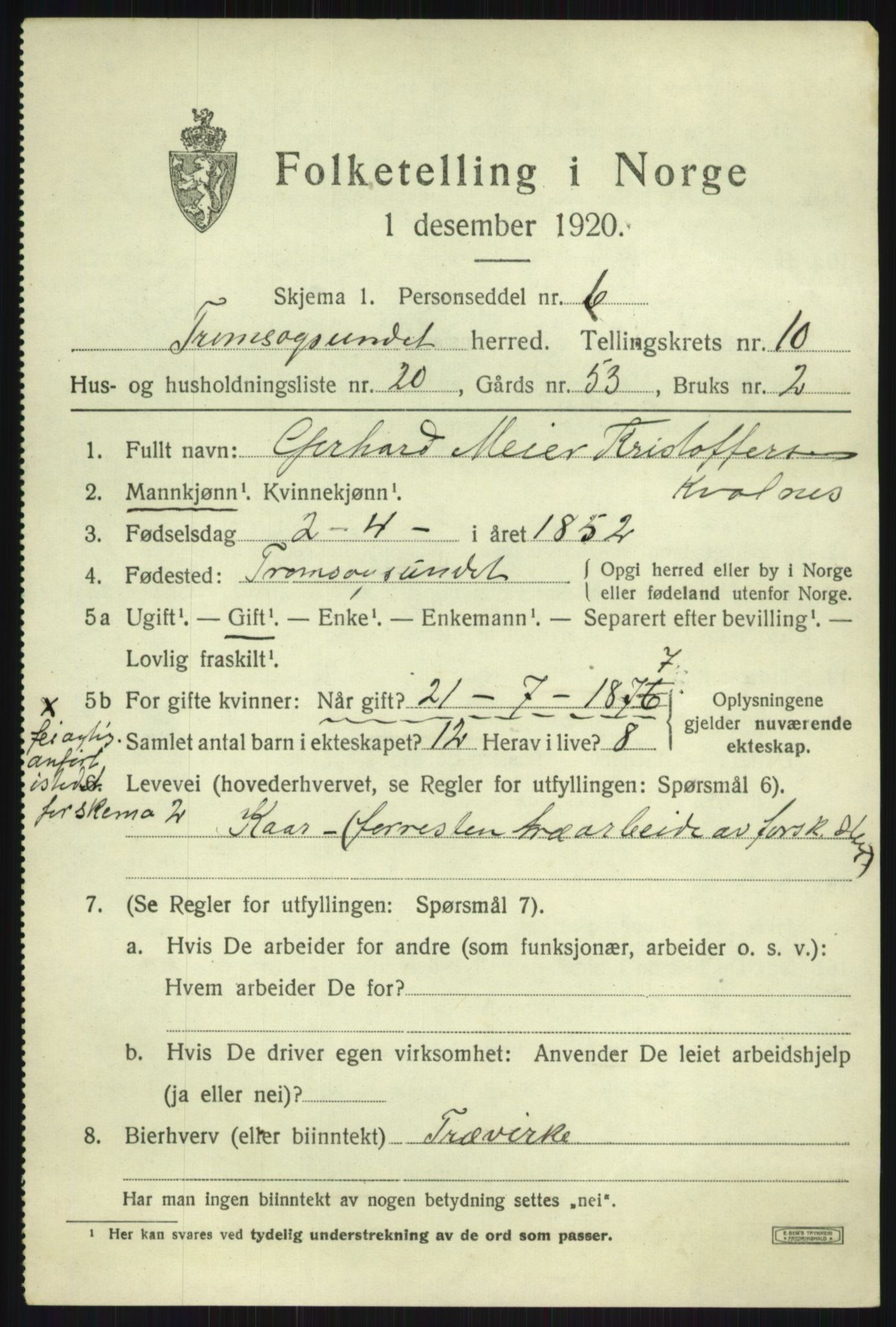 SATØ, Folketelling 1920 for 1934 Tromsøysund herred, 1920, s. 7202
