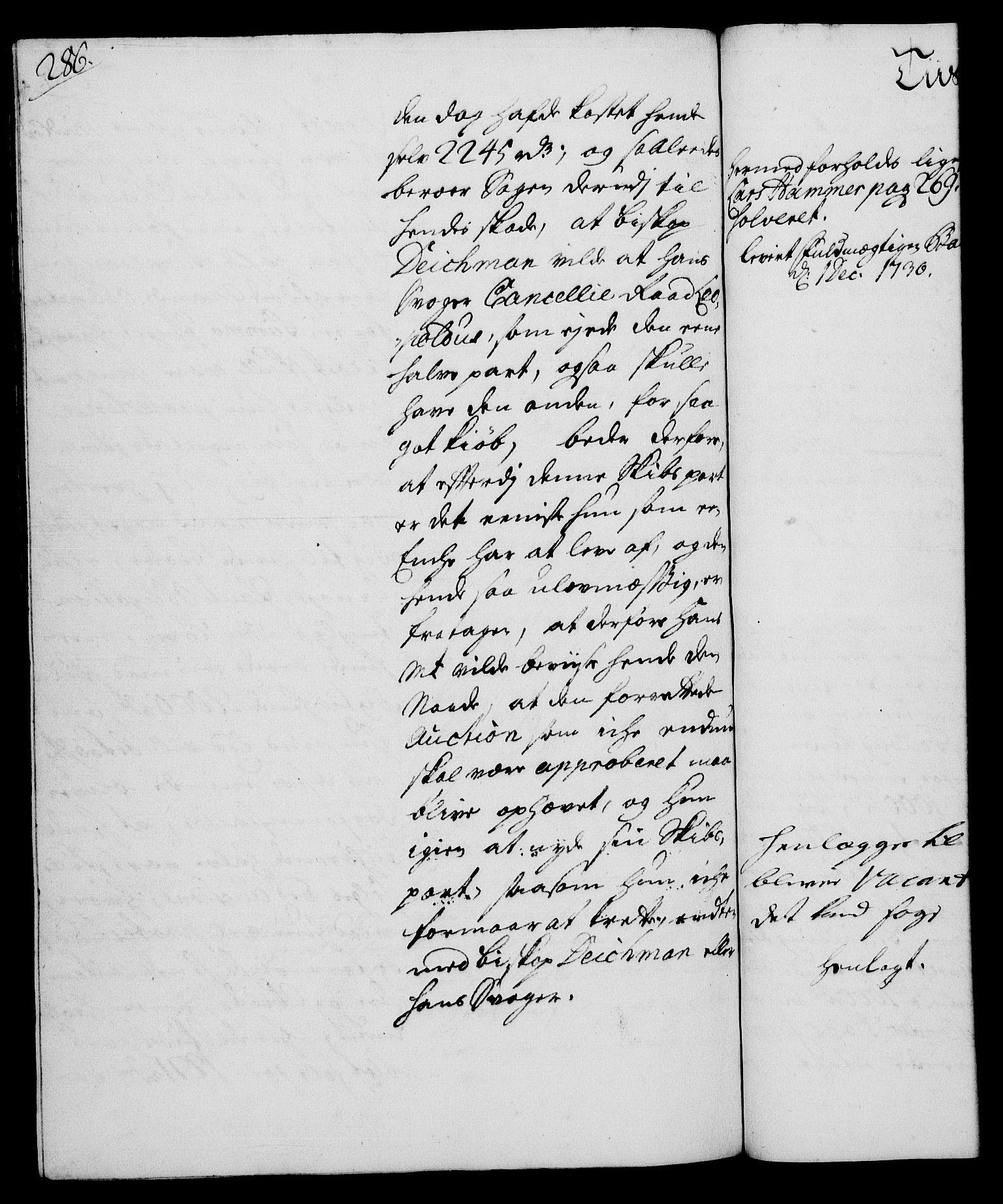 Rentekammeret, Kammerkanselliet, RA/EA-3111/G/Gh/Gha/L0012: Norsk ekstraktmemorialprotokoll (merket RK 53.57), 1730, s. 286