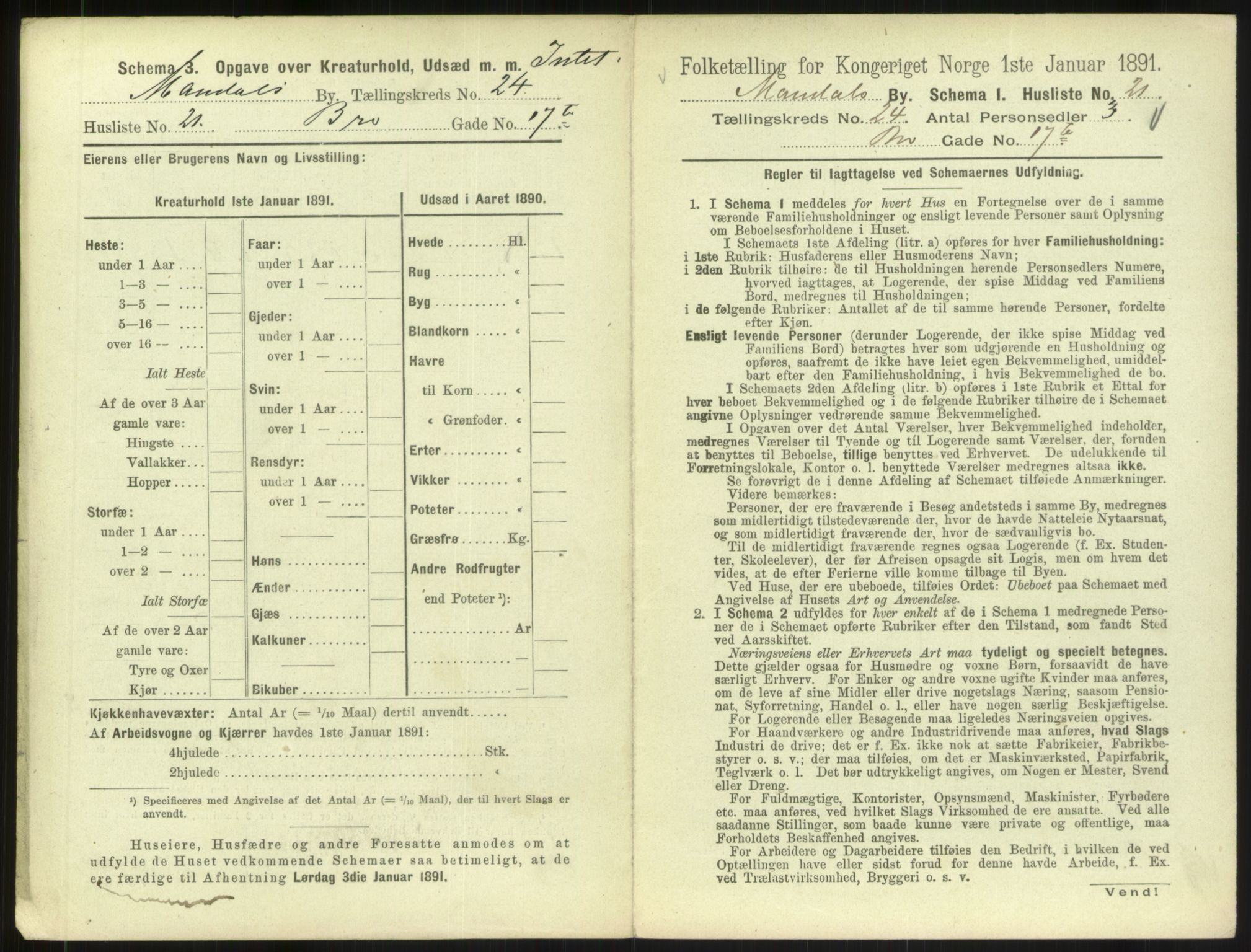 RA, Folketelling 1891 for 1002 Mandal ladested, 1891, s. 1105