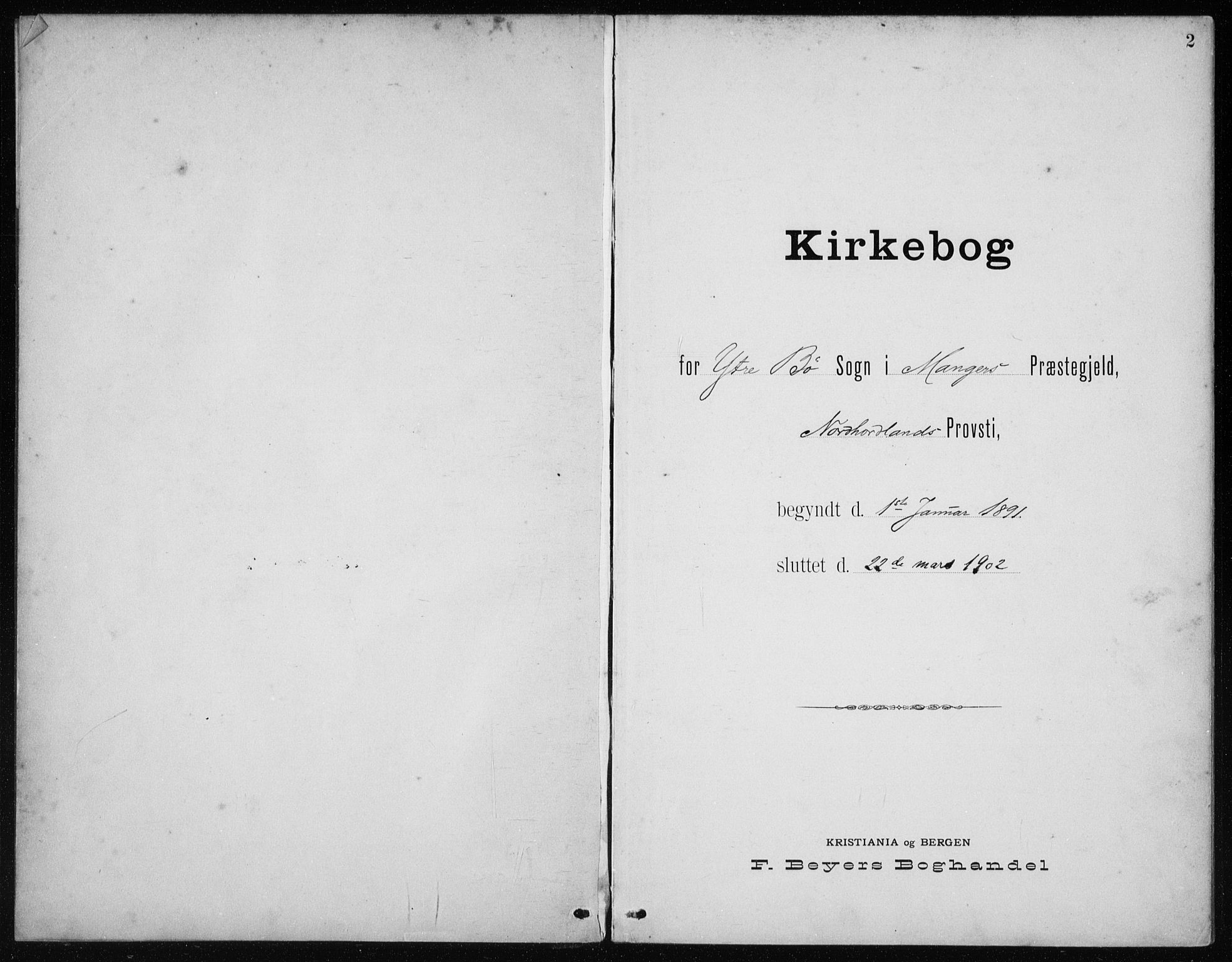Manger sokneprestembete, SAB/A-76801/H/Haa: Ministerialbok nr. E  2, 1891-1902, s. 2