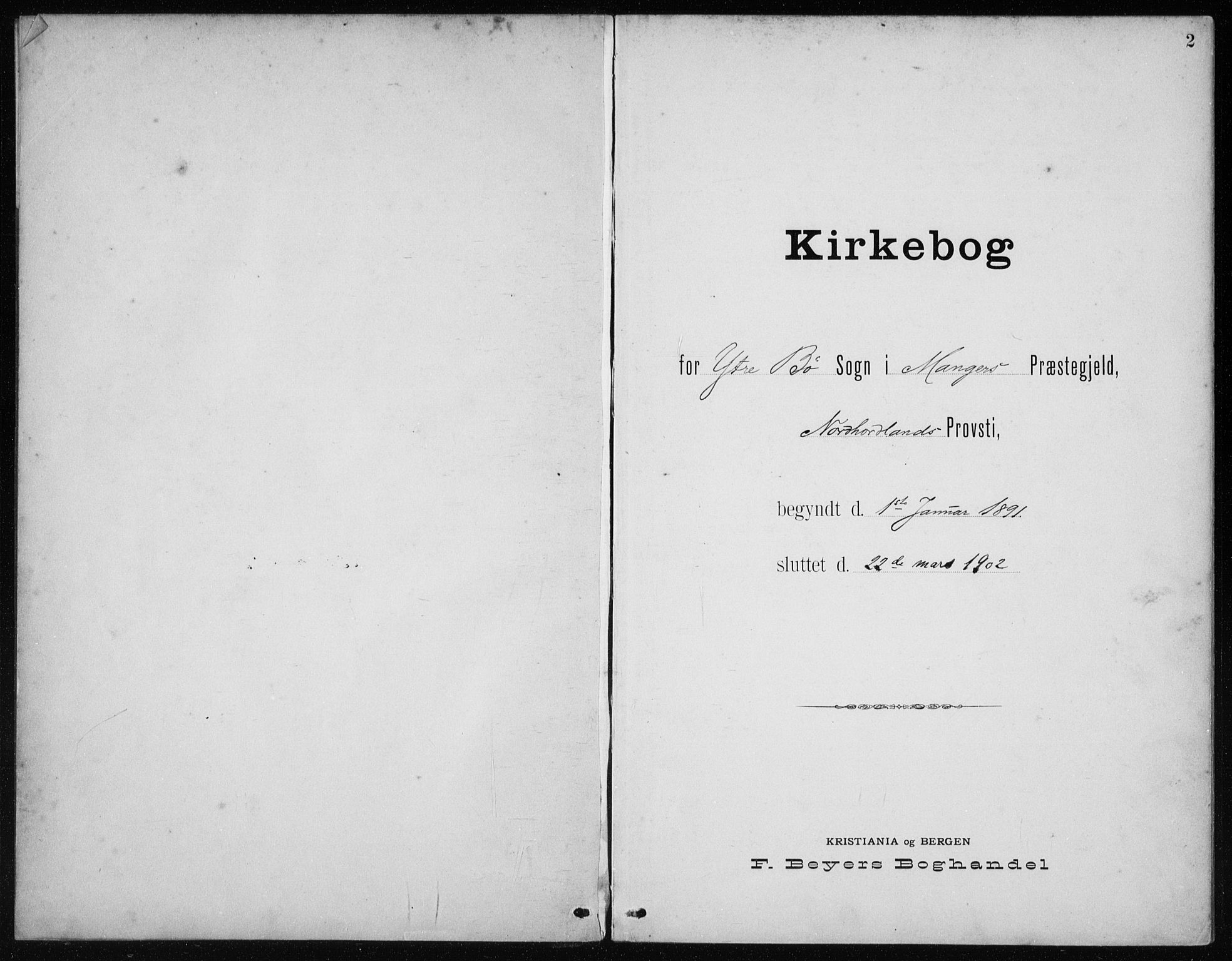 Manger sokneprestembete, AV/SAB-A-76801/H/Haa: Ministerialbok nr. E  2, 1891-1902, s. 2