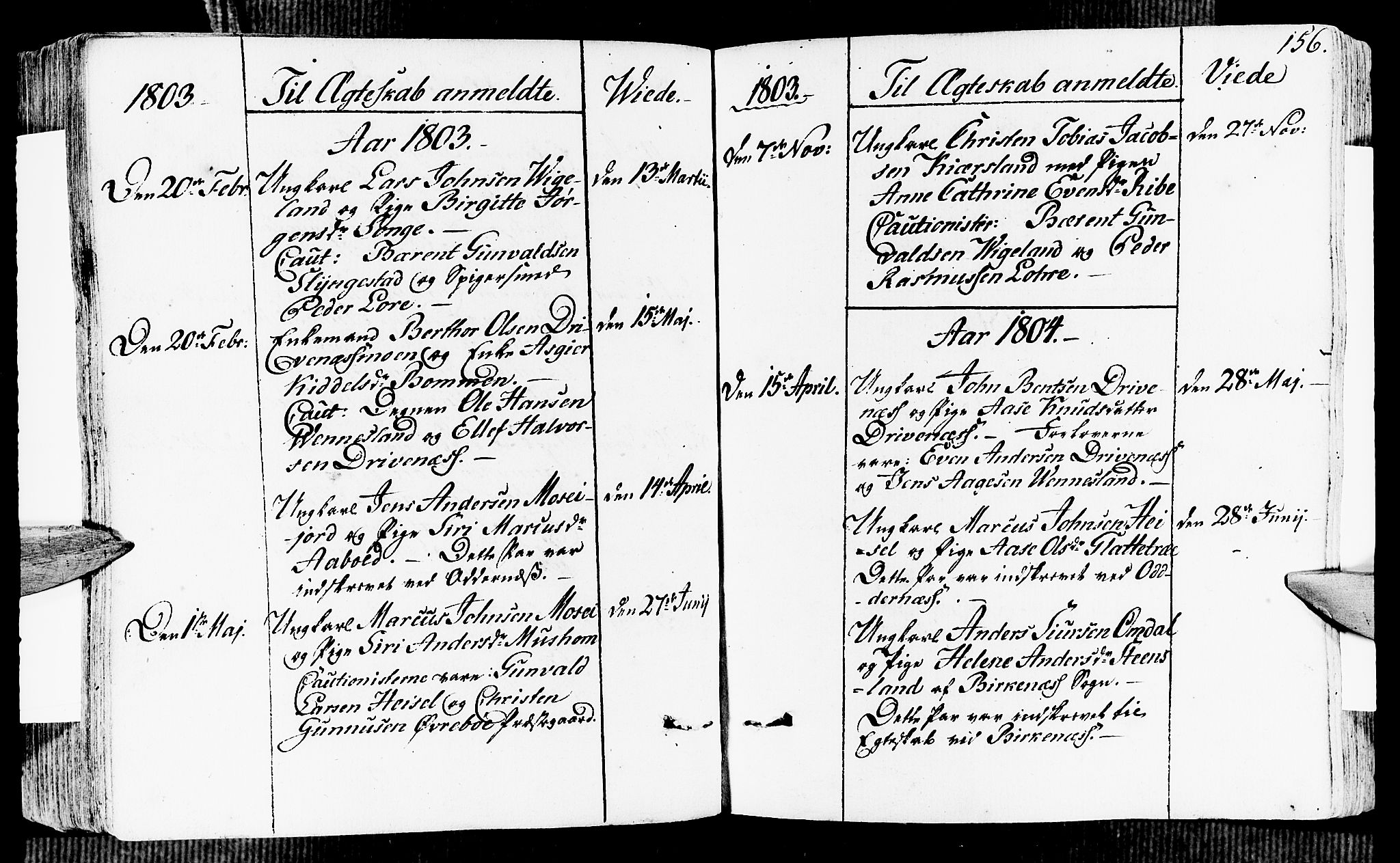 Vennesla sokneprestkontor, SAK/1111-0045/Fa/Fab/L0002: Ministerialbok nr. A 2, 1794-1834, s. 156