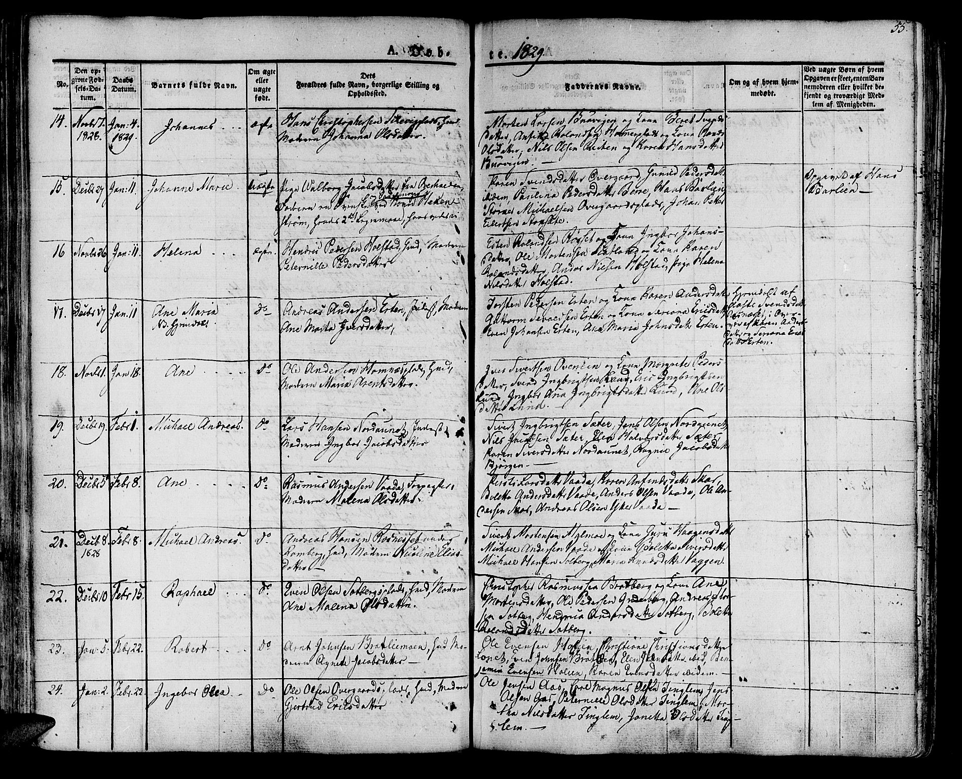 Ministerialprotokoller, klokkerbøker og fødselsregistre - Nord-Trøndelag, AV/SAT-A-1458/741/L0390: Ministerialbok nr. 741A04, 1822-1836, s. 55