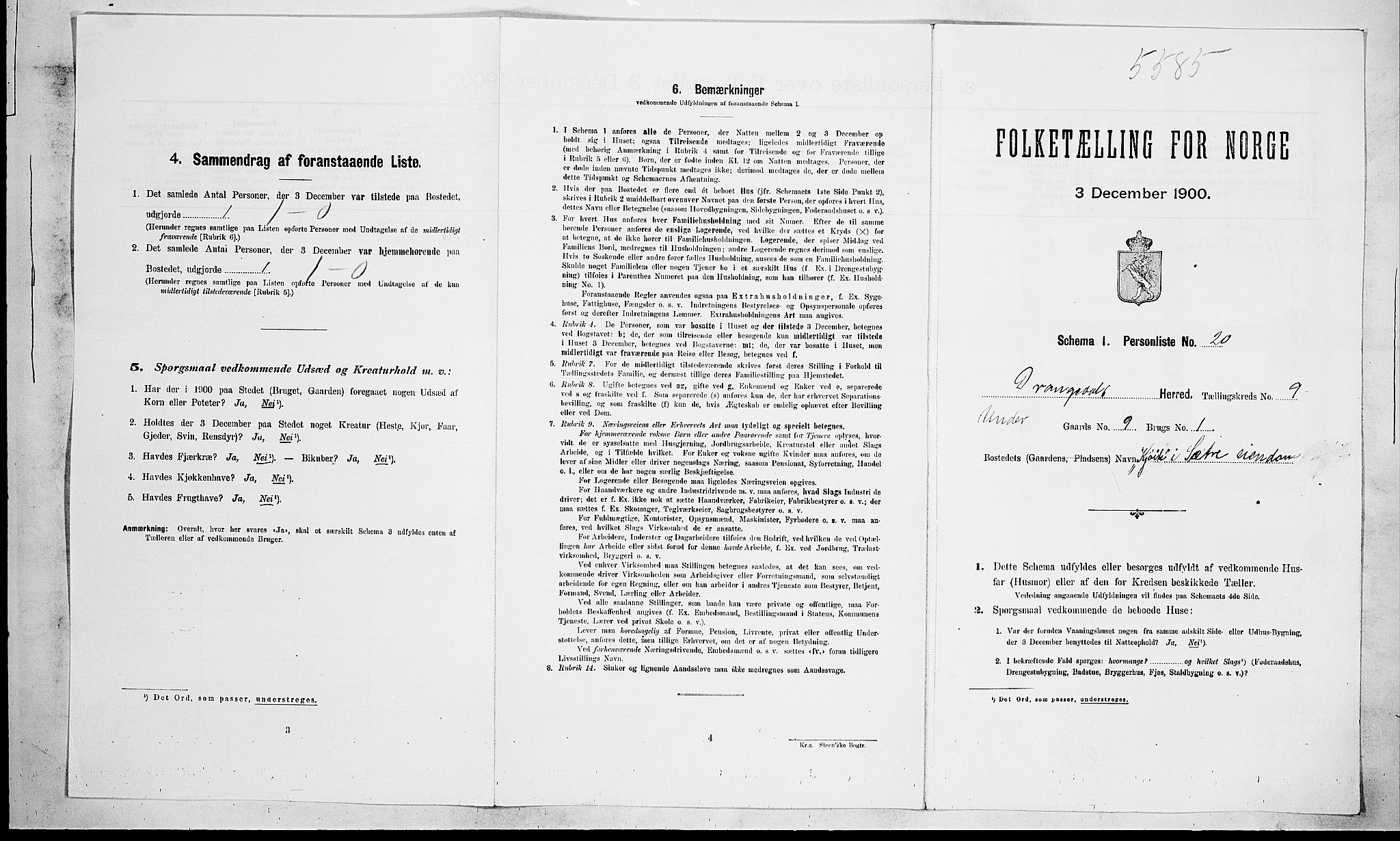 SAKO, Folketelling 1900 for 0817 Drangedal herred, 1900, s. 745