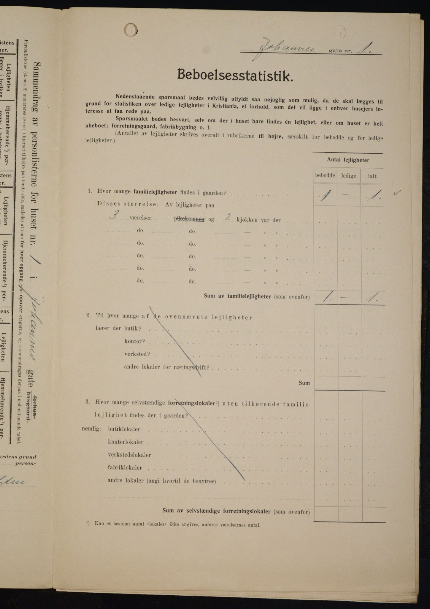 OBA, Kommunal folketelling 1.2.1909 for Kristiania kjøpstad, 1909, s. 43058