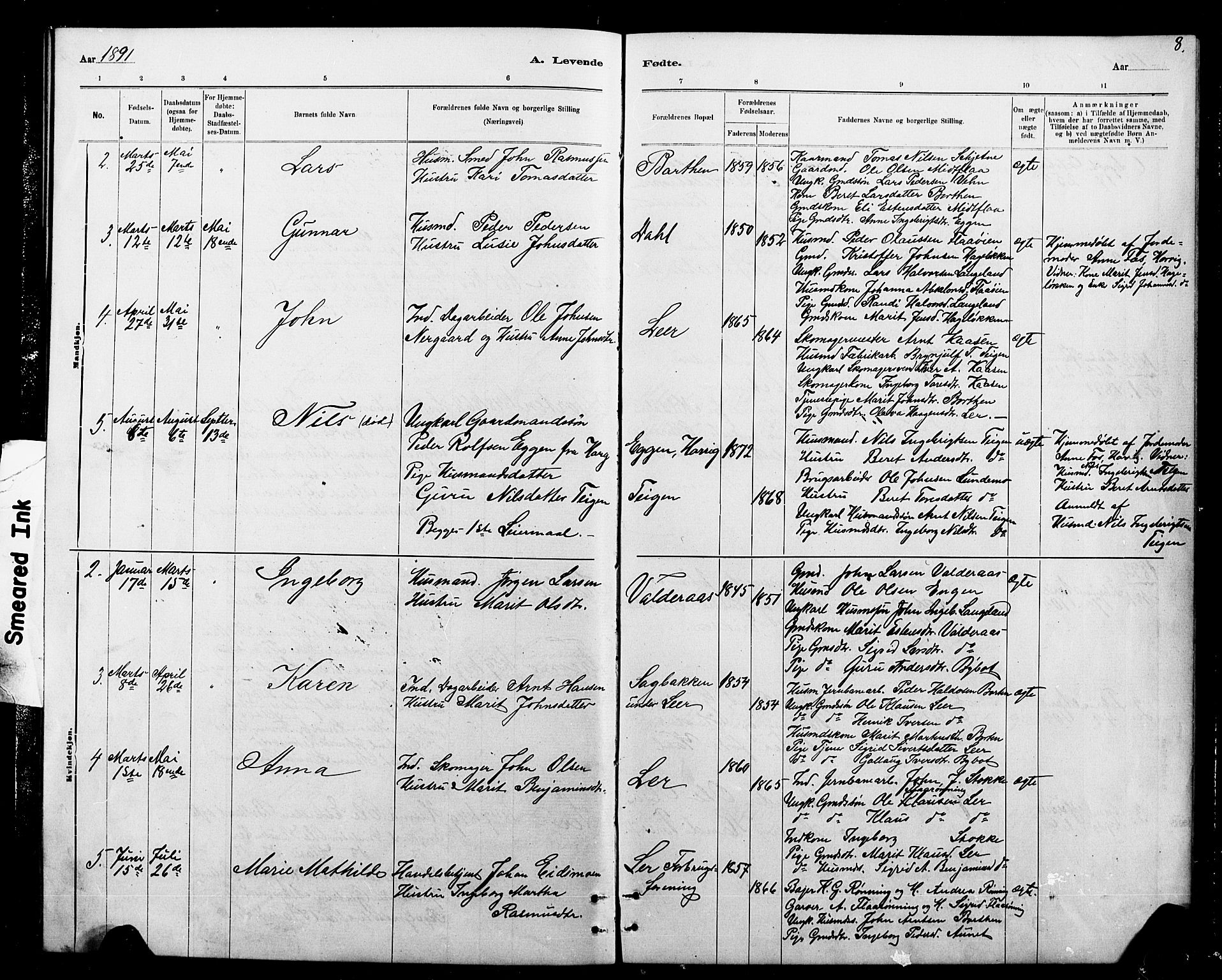 Ministerialprotokoller, klokkerbøker og fødselsregistre - Sør-Trøndelag, SAT/A-1456/693/L1123: Klokkerbok nr. 693C04, 1887-1910, s. 8