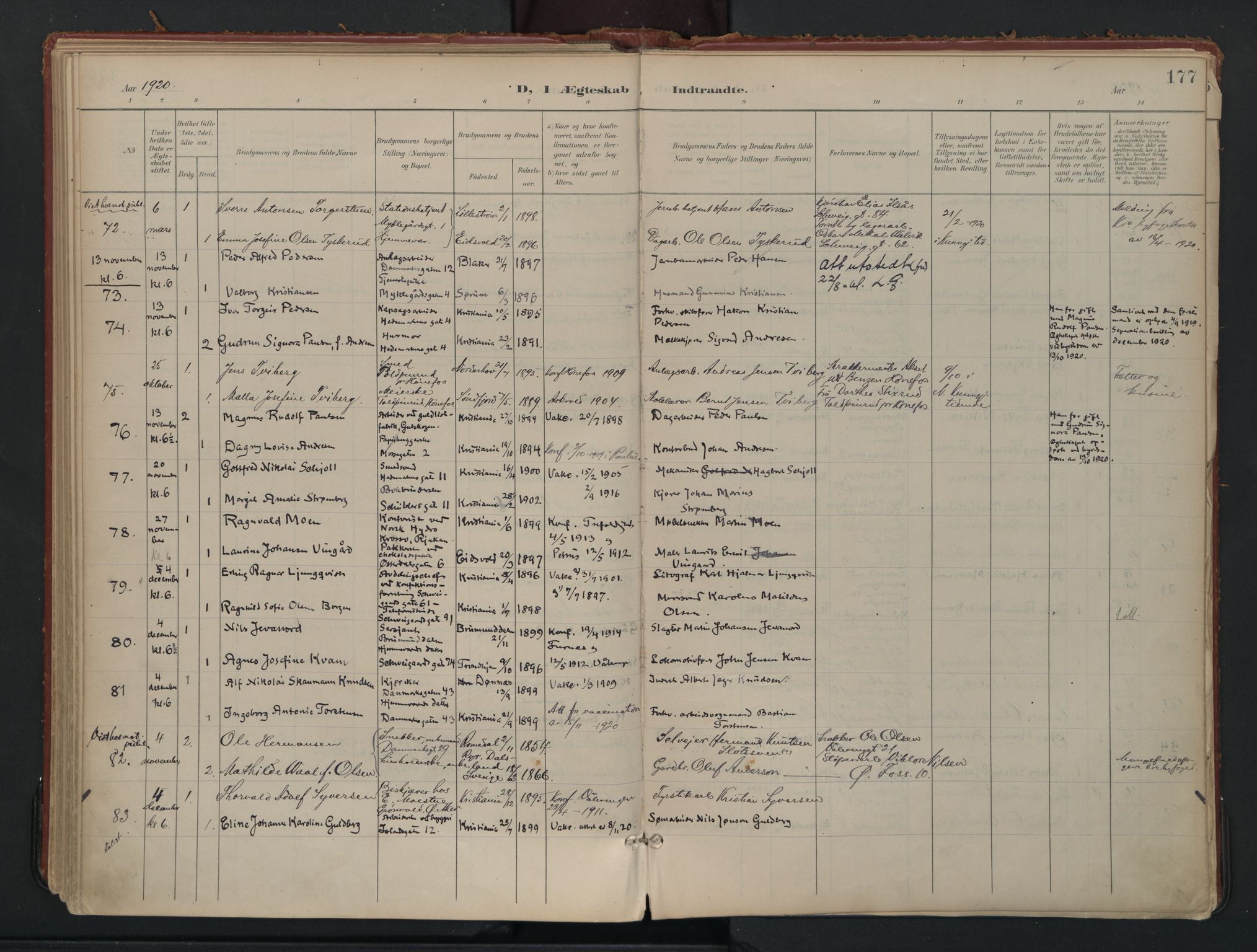 Vålerengen prestekontor Kirkebøker, AV/SAO-A-10878/F/Fa/L0002: Ministerialbok nr. 2, 1899-1924, s. 177