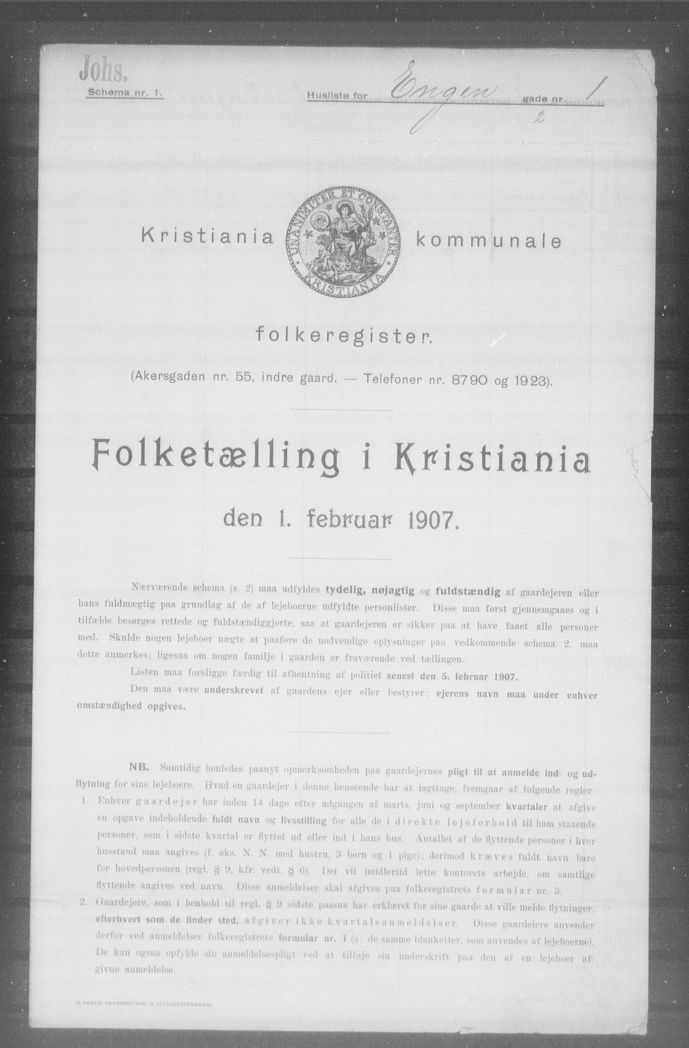 OBA, Kommunal folketelling 1.2.1907 for Kristiania kjøpstad, 1907, s. 10953