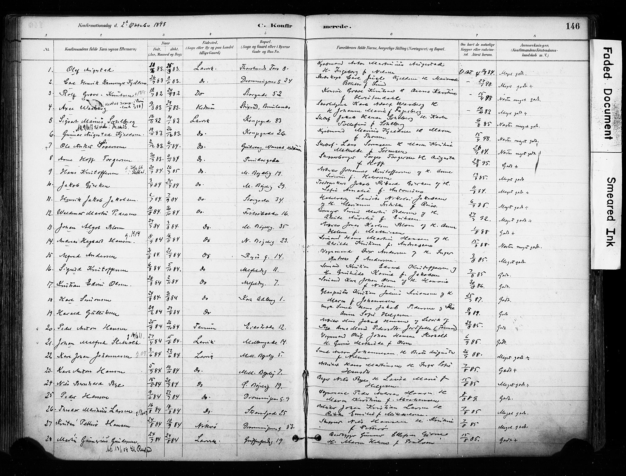 Larvik kirkebøker, AV/SAKO-A-352/F/Fa/L0008: Ministerialbok nr. I 8, 1884-1902, s. 146