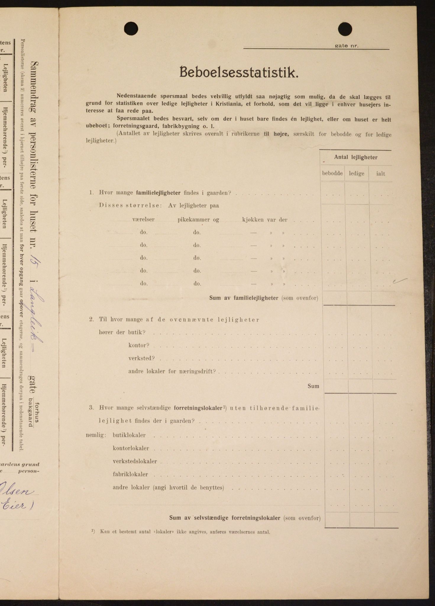 OBA, Kommunal folketelling 1.2.1909 for Kristiania kjøpstad, 1909, s. 52076