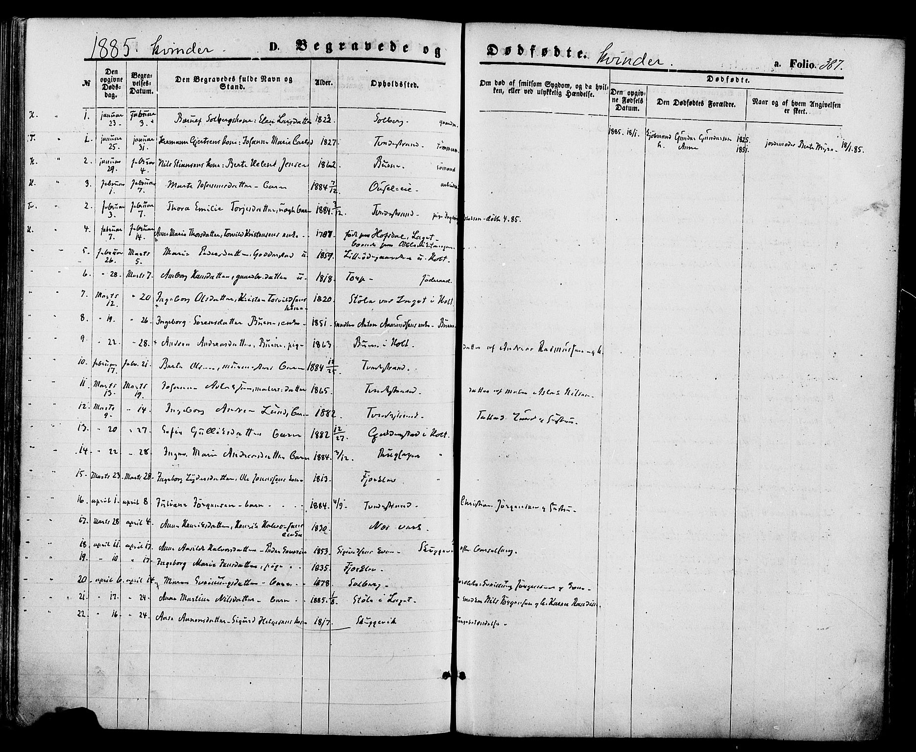 Holt sokneprestkontor, AV/SAK-1111-0021/F/Fa/L0010: Ministerialbok nr. A 10, 1872-1885, s. 387