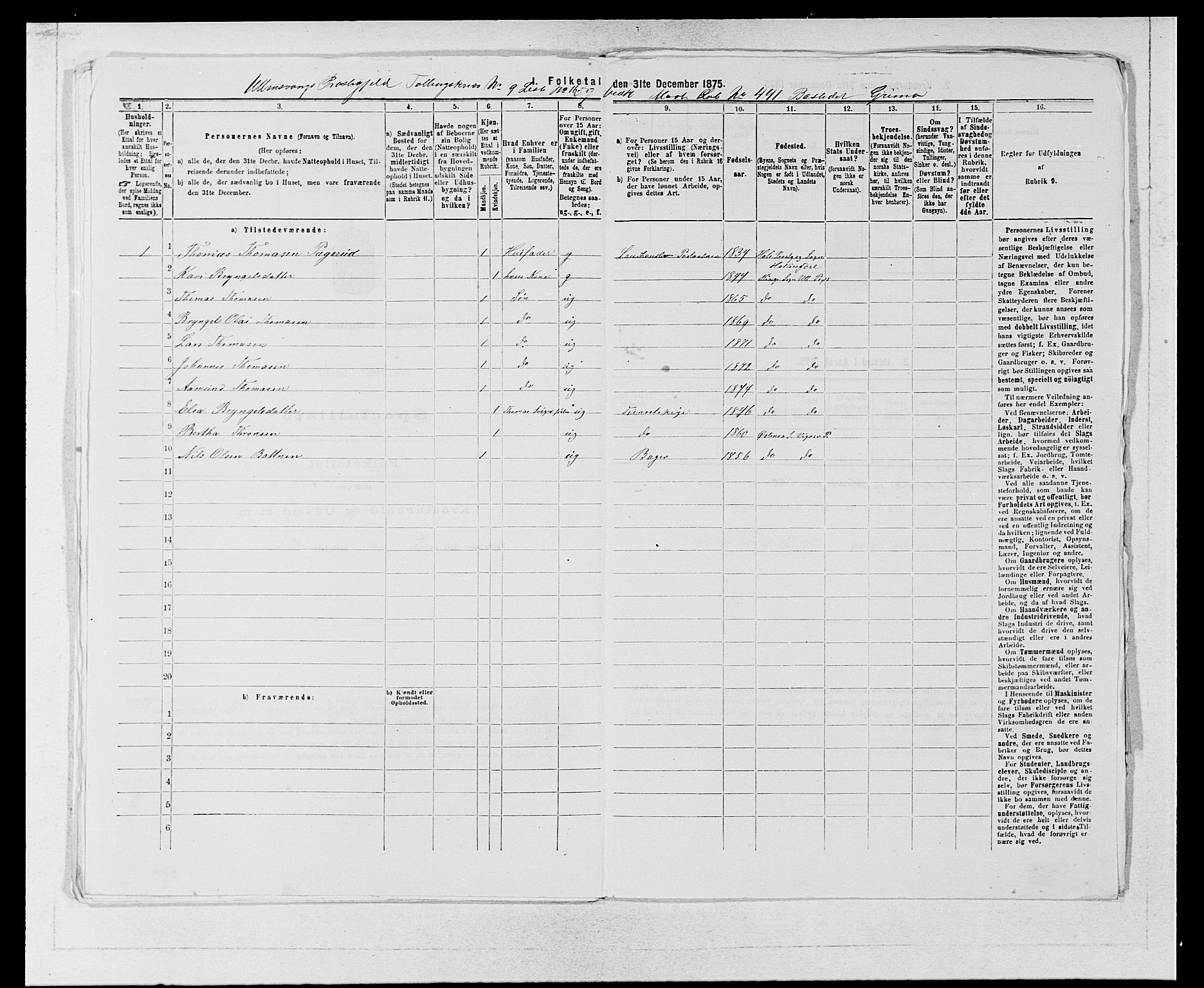 SAB, Folketelling 1875 for 1230P Ullensvang prestegjeld, 1875, s. 966