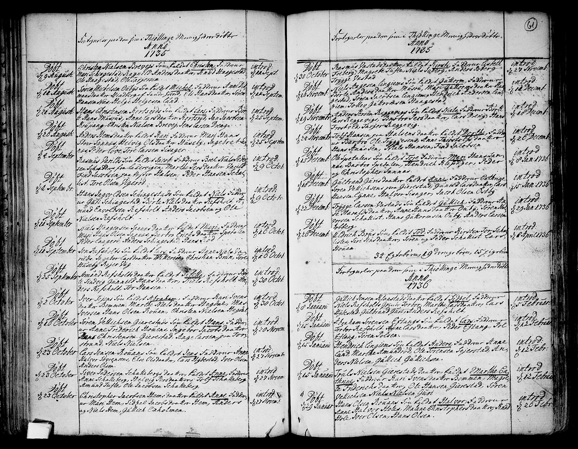 Tjølling kirkebøker, SAKO/A-60/F/Fa/L0003: Ministerialbok nr. 3, 1735-1778, s. 61