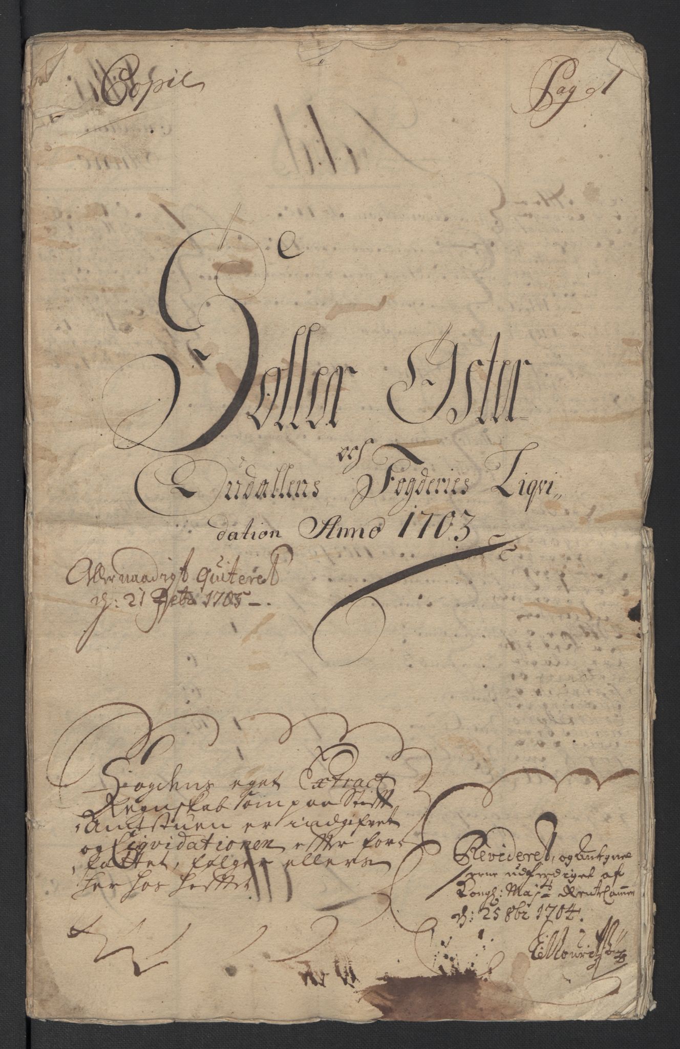Rentekammeret inntil 1814, Reviderte regnskaper, Fogderegnskap, RA/EA-4092/R13/L0841: Fogderegnskap Solør, Odal og Østerdal, 1703, s. 4